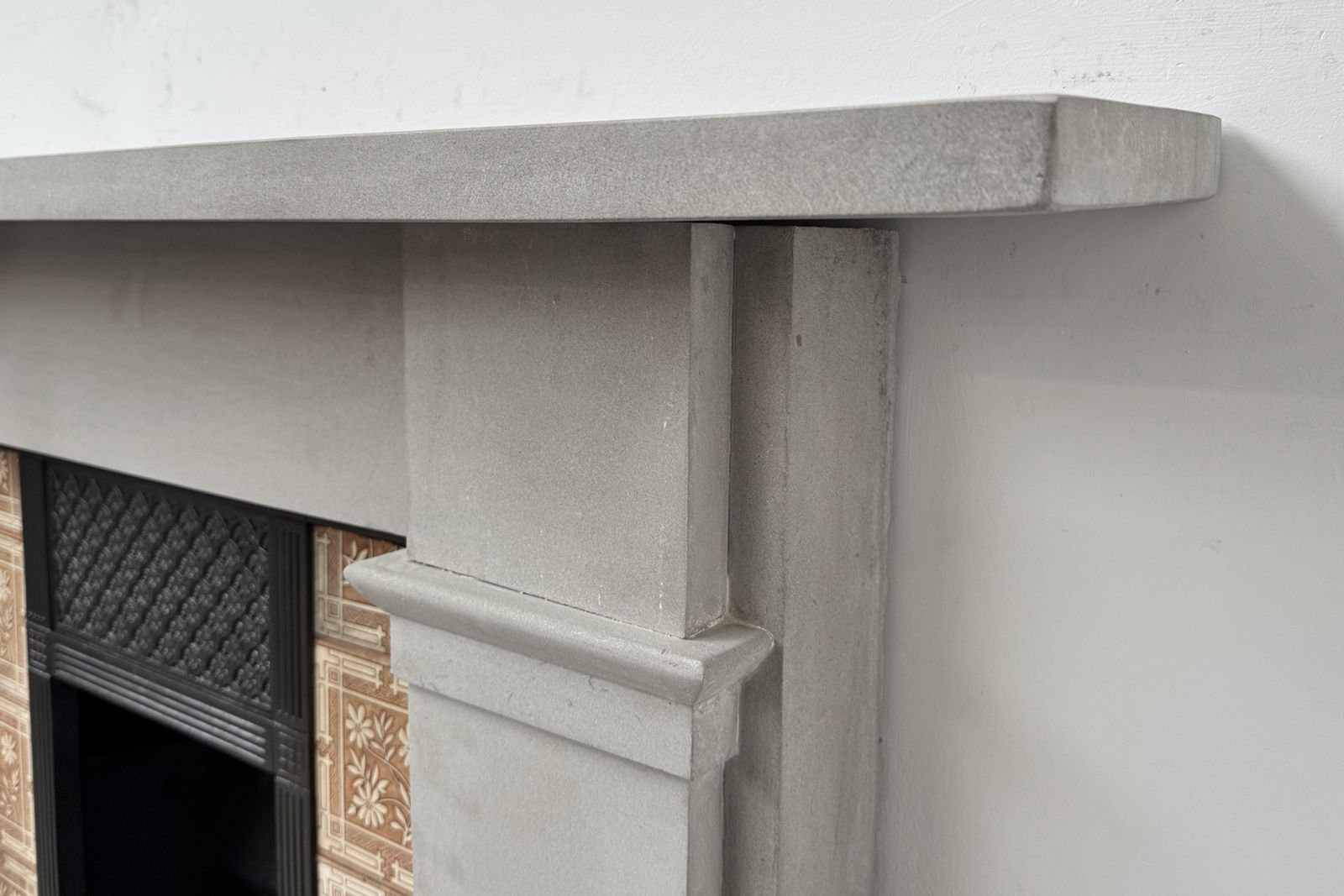 Antique 19th Century Victorian Grey Stone Fireplace Surround photo vinterior