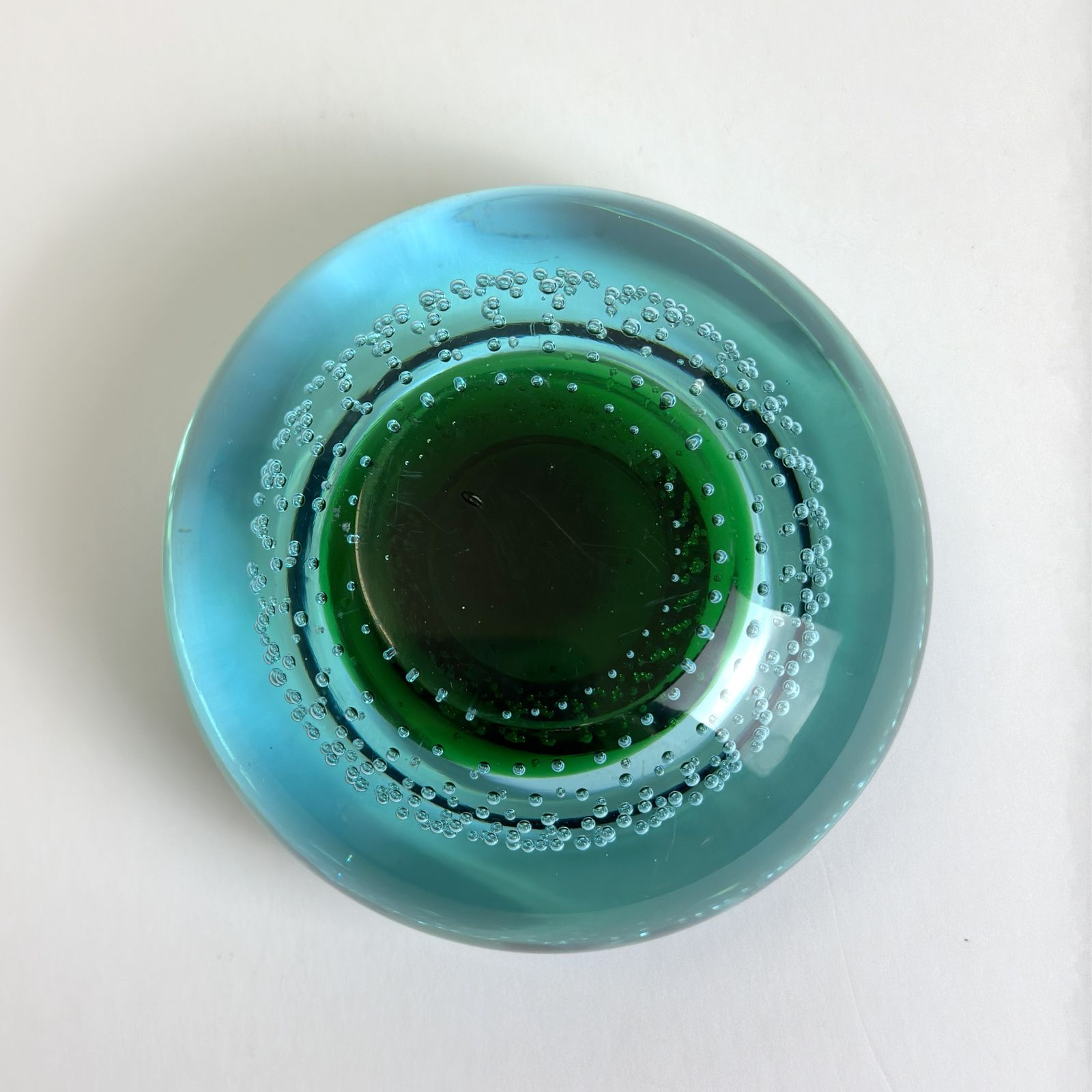 Murano Glass Bowl Sommerso And Bullicante Uranium Glass Galliano Ferro Italy 1960s photo buy