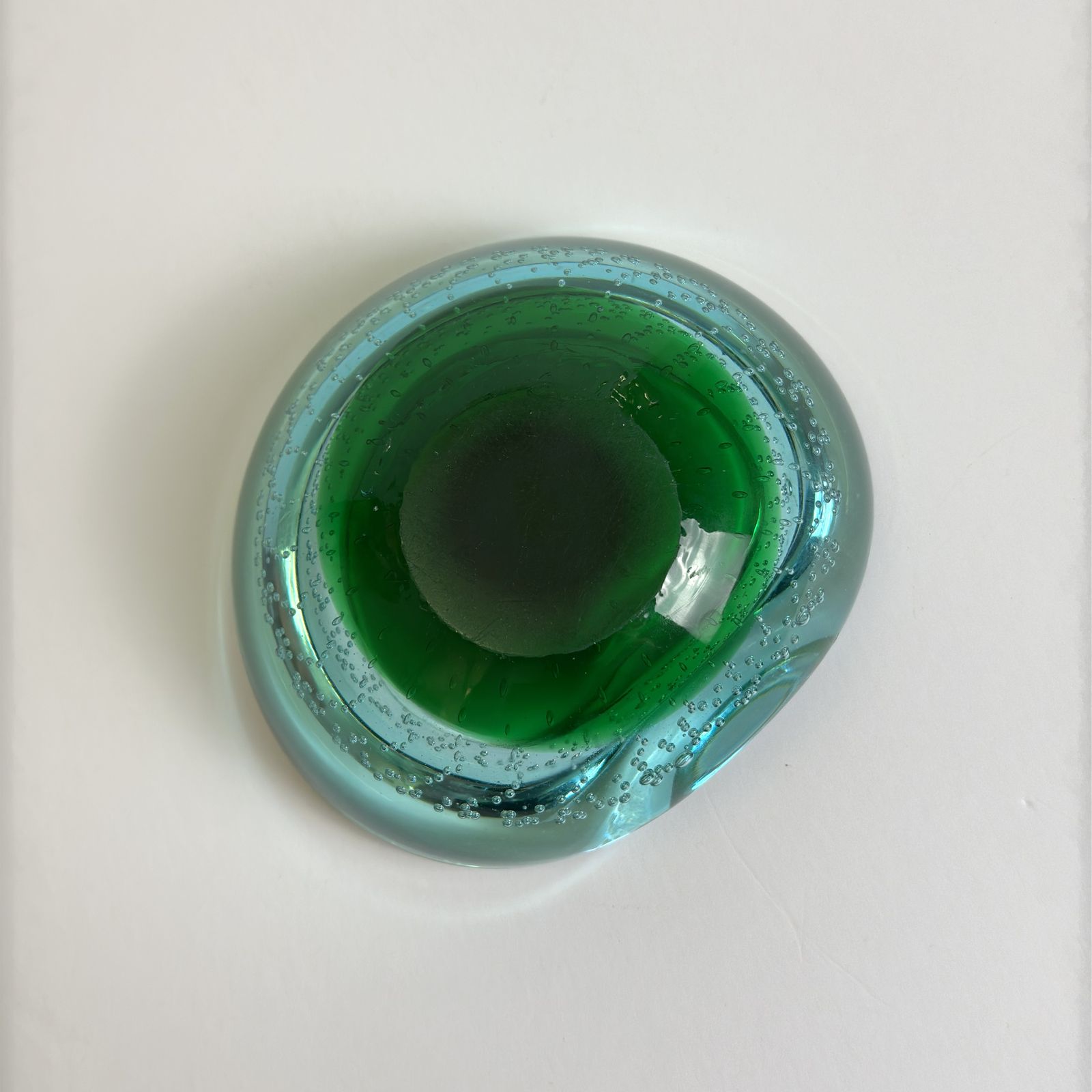Murano Glass Bowl Sommerso And Bullicante Uranium Glass Galliano Ferro Italy 1960s photo buy