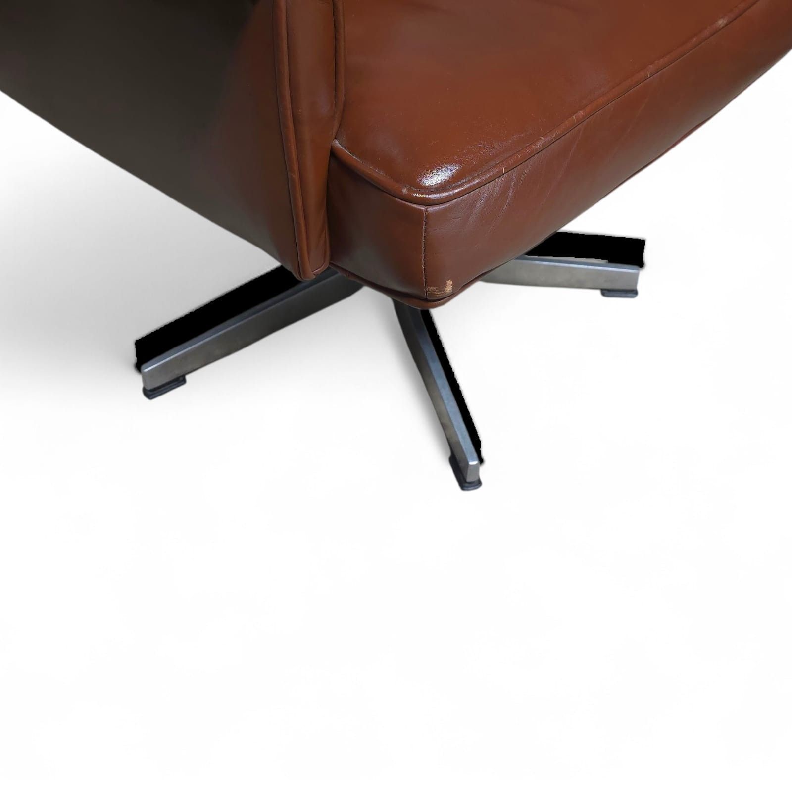 Vintage Mid Century Brown Leather Swivel Chair (Ds 35 Style) Armchair photo 295.0