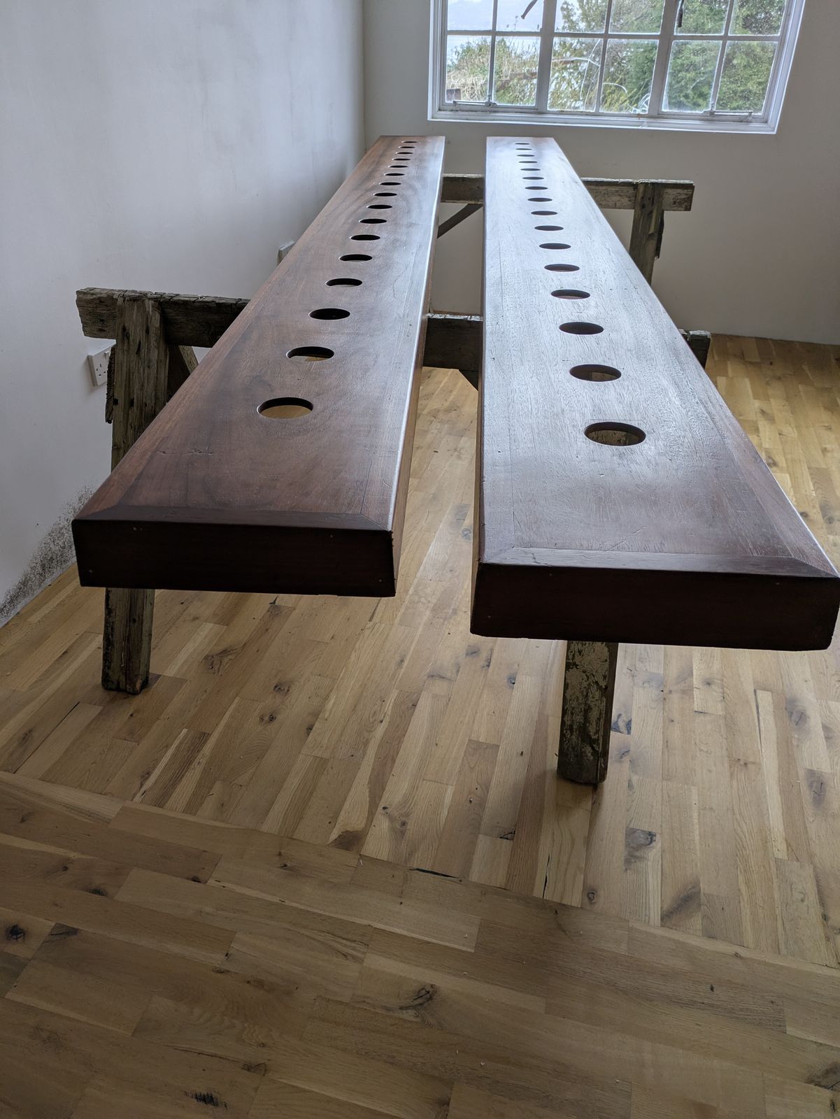 Pair Of Exceptional 3.5m Afromosia Modernist Sanctuary Lights Attributed To John Clague, 1963 photo 4099.99
