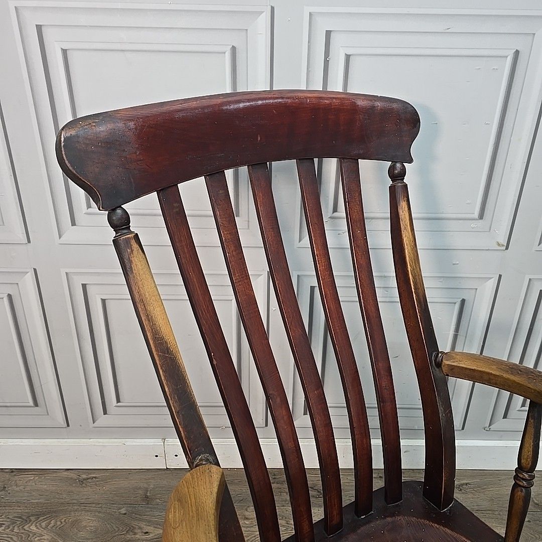 Antique Windsor Elbow Chair Lath Back Armchair Solid Wood Elm Victorian Seat photo Furniture