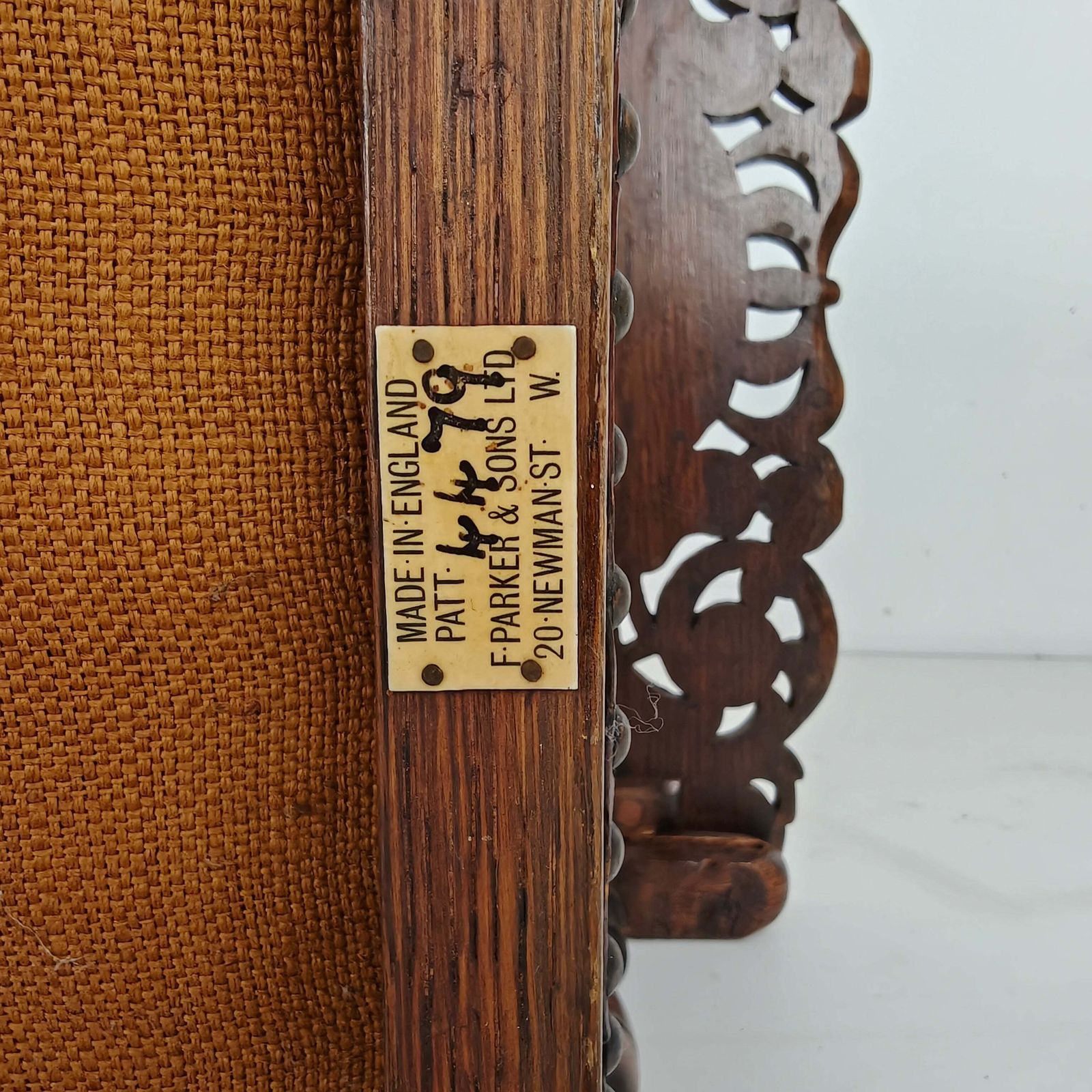 photo for sale Pair Of English Antique Jacobean Monk Armchairs / Tables By F. Parker & Sons Ltd
