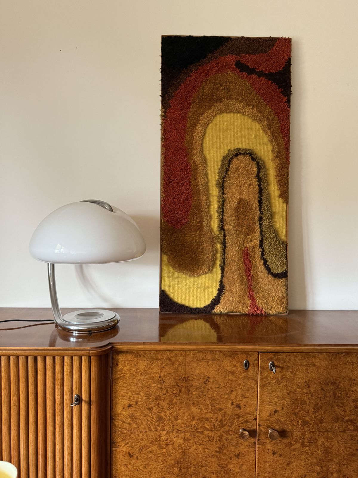 Space Age Wall Tapestry | Italian Mid Century Fabric Art 1970s photo for sale