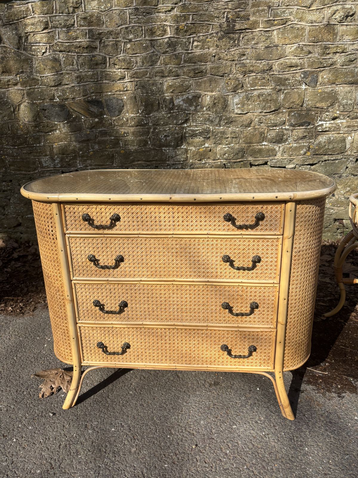 Vintage Mid Century Rattan Cane Bamboo Chest Of Drawers Czechoslovakia photo furniture