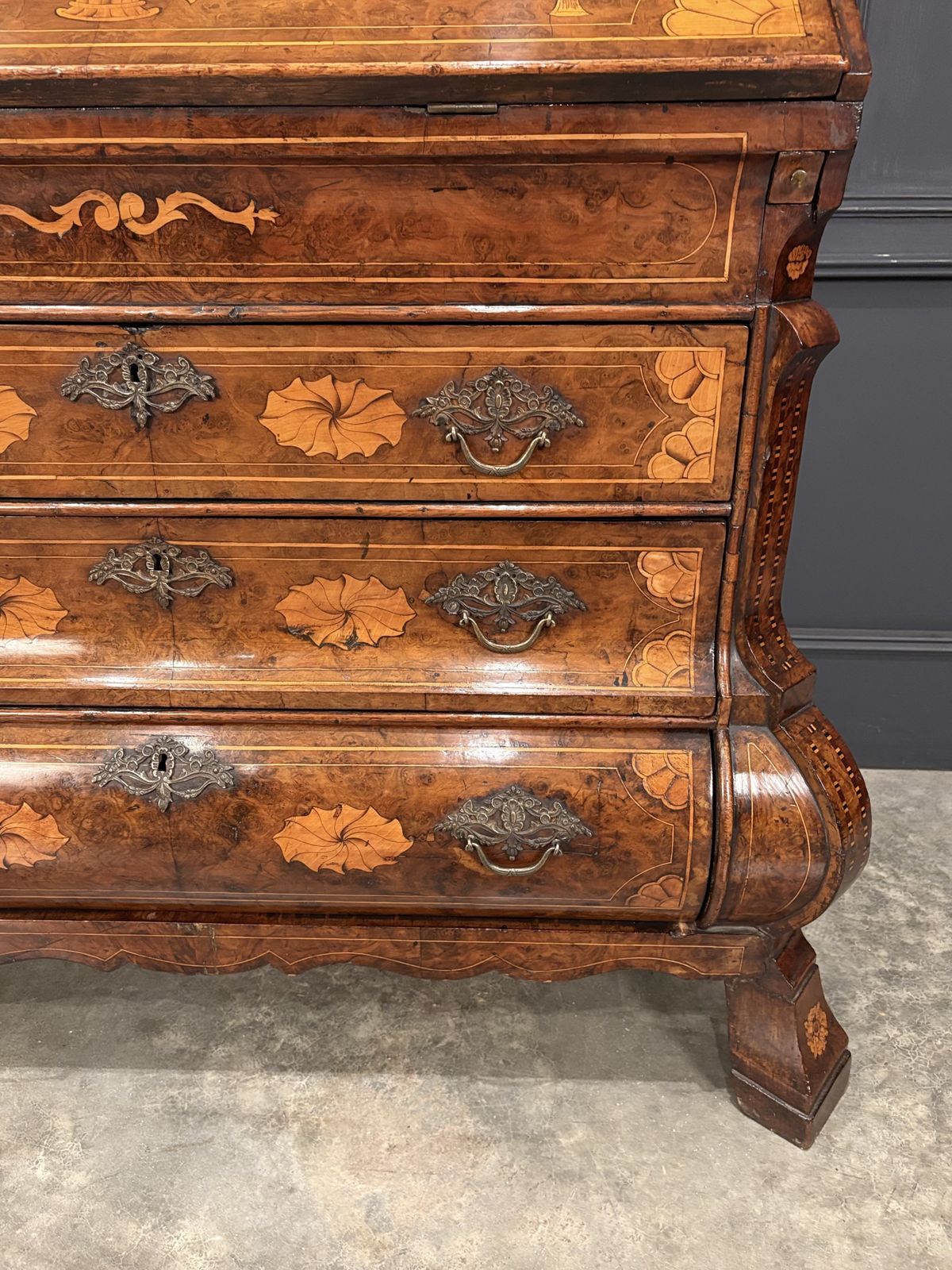 Dutch Marquetry Inlaid Walnut Bureau photo Furniture
