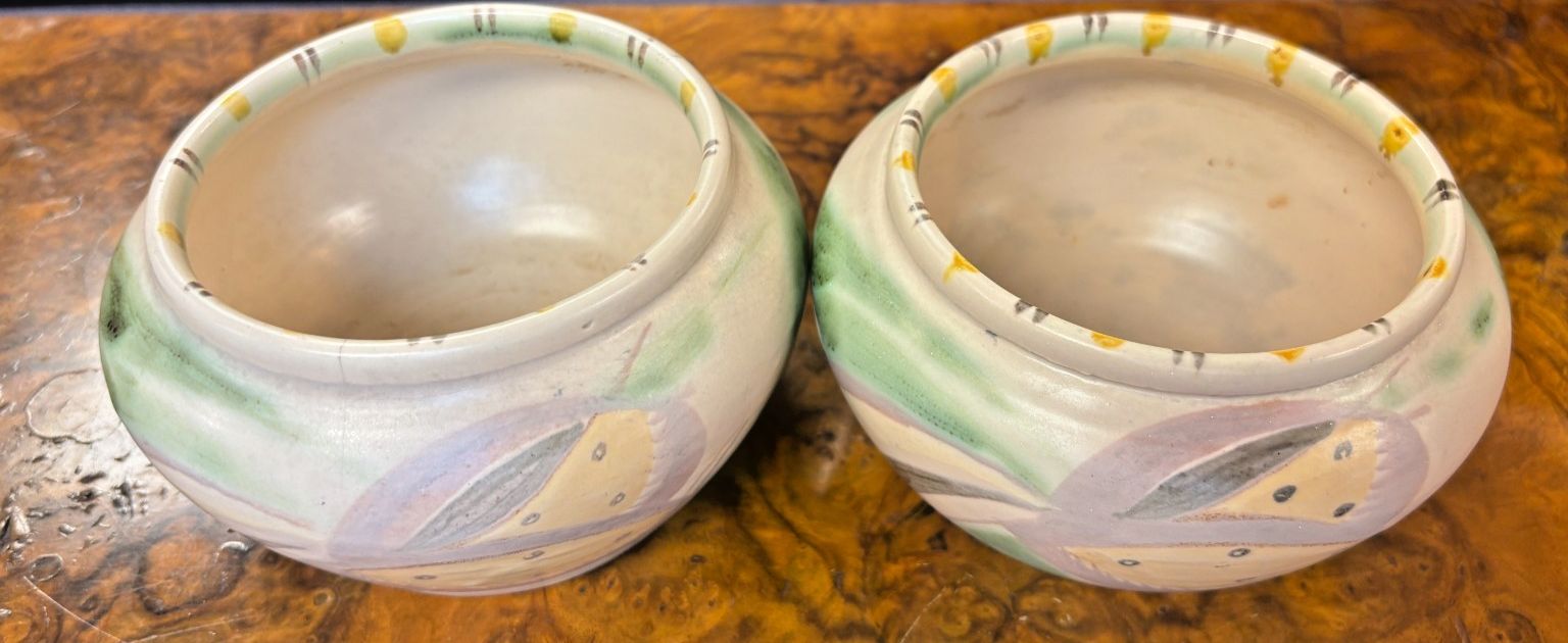 Pair Of Art Deco Early Susie Cooper Orchid Pattern Pots. No M72 photo furniture