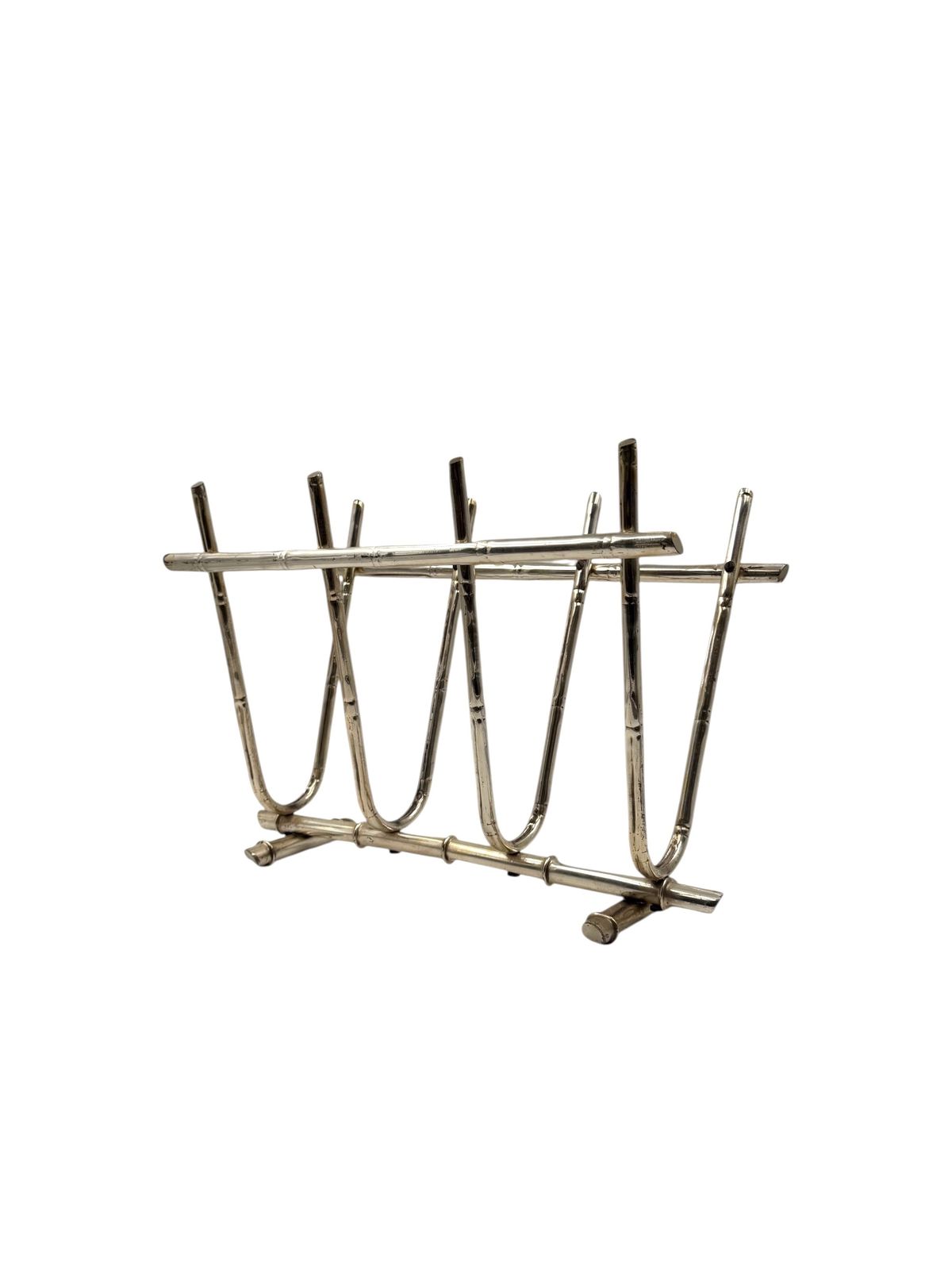 Hollywood Regency Bamboo Shaped Brass Magazine Rack, Italy 1970s photo buy