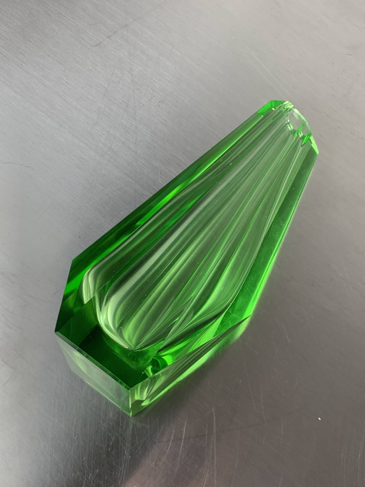 Green Faceted Vase By Seguso, Murano Glass, Italy, 1970 photo vinterior
