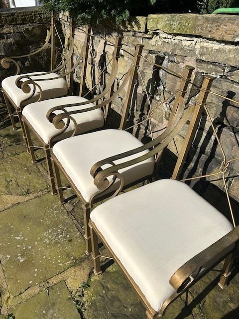 Hollywood Regency 1960s Italian Gilt Metal Armchairs | Set Of 4 photo vinterior