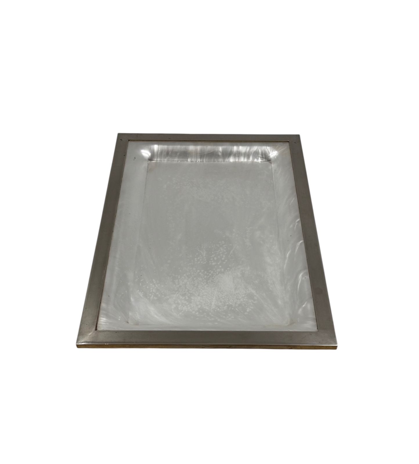 Hollywood Regency Brass And Faux Mother Of Pearl Lucite Tray, Italy 1970s photo buy