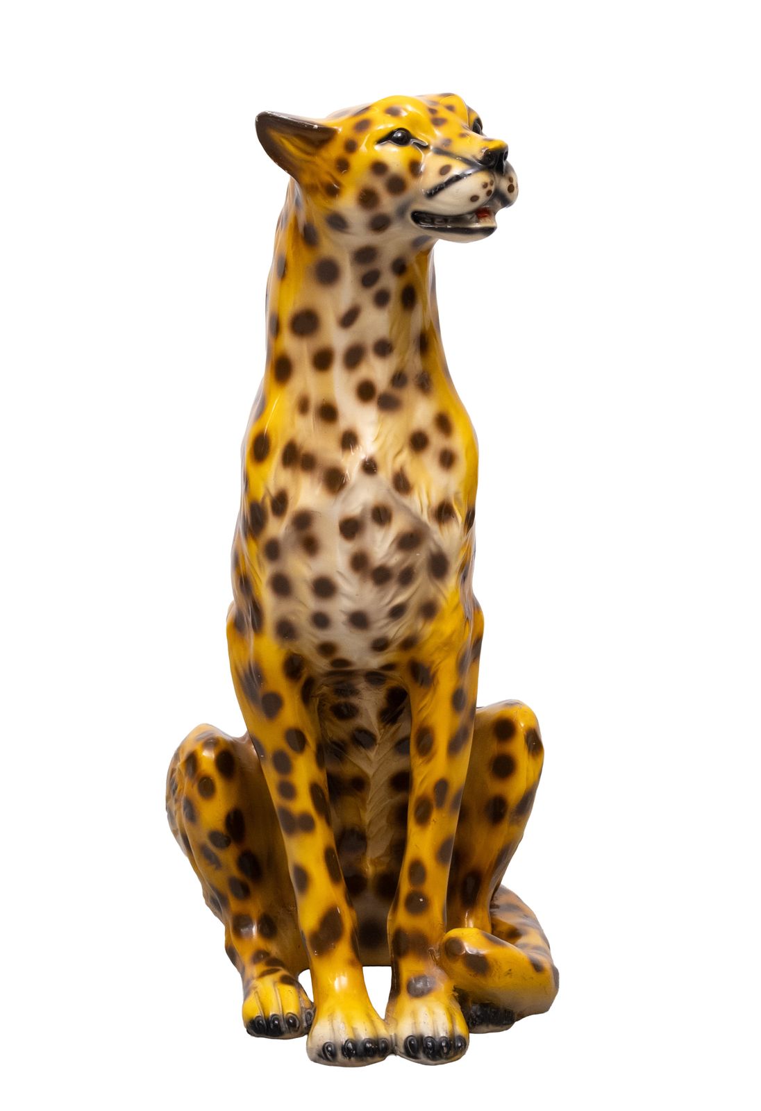 Italiaans Keramisch Monumentaal Cheetahbeeld, Grote Kat, Jaren 1970 photo vinterior