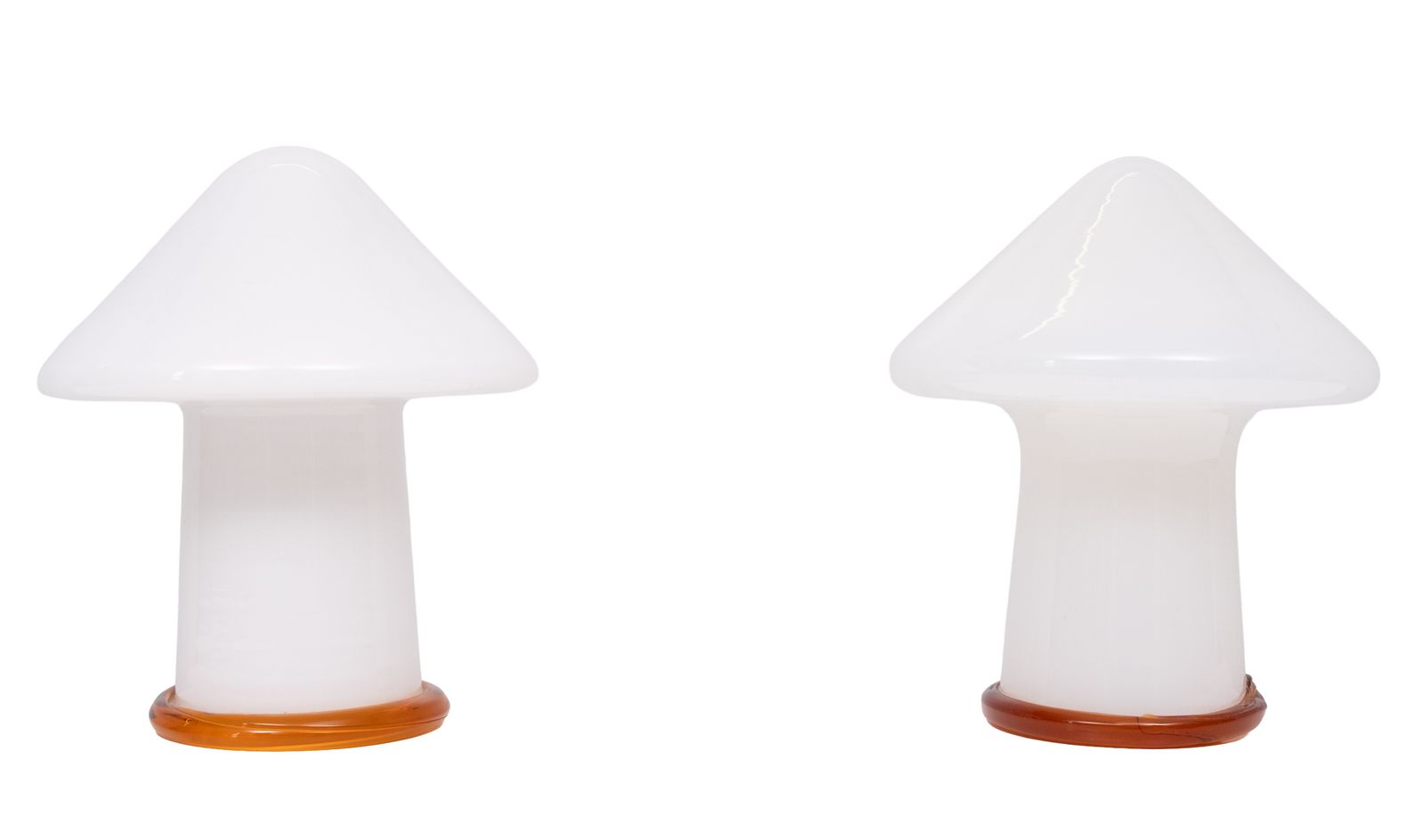 Stunning Set Murano Mushroom Table Lamps 1970s Italy photo for sale