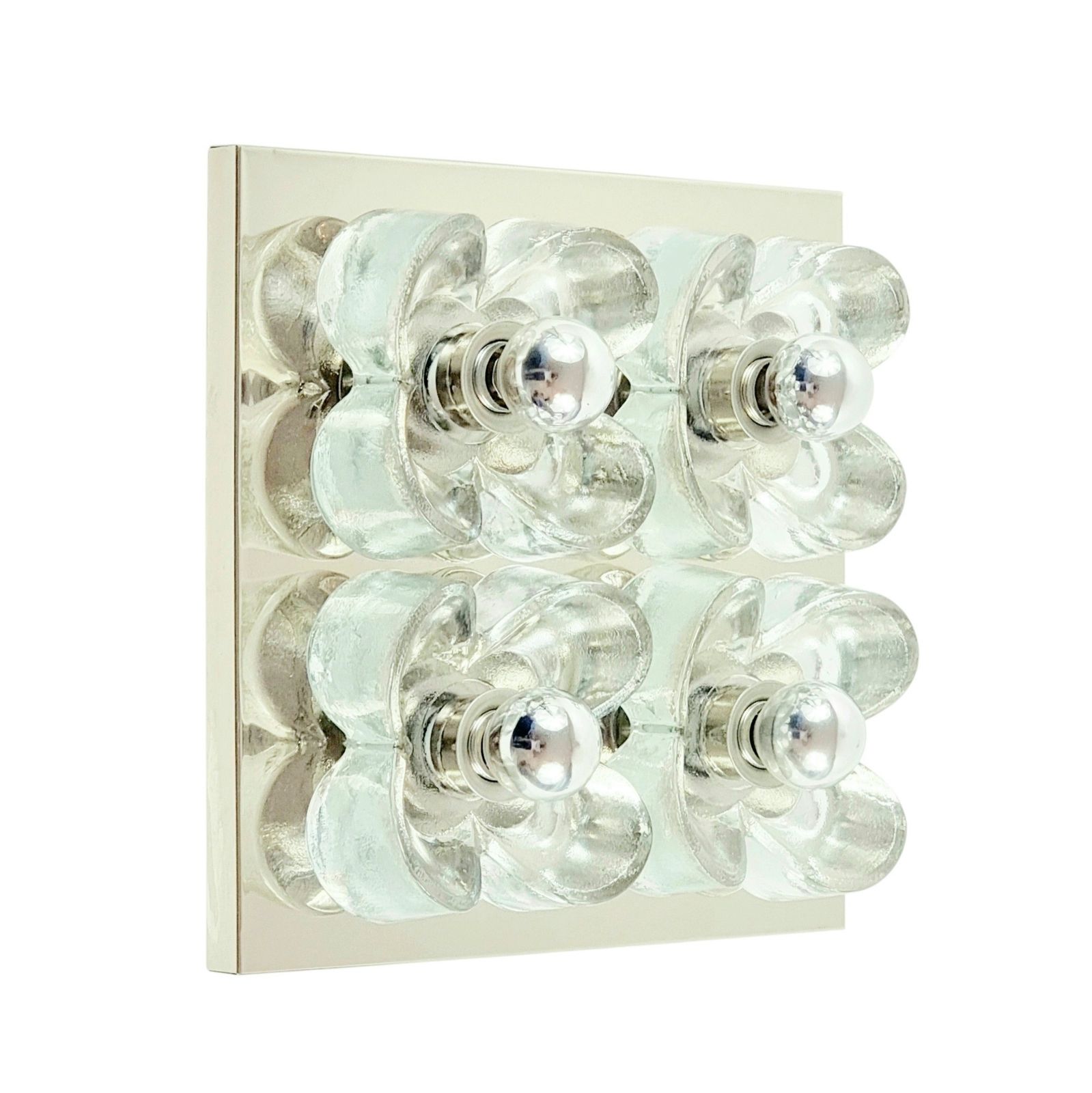 Xl Mid Century Modern Floral Glass & Chrome Wall Light From Sische, Germany, 1960s/1970s photo furniture
