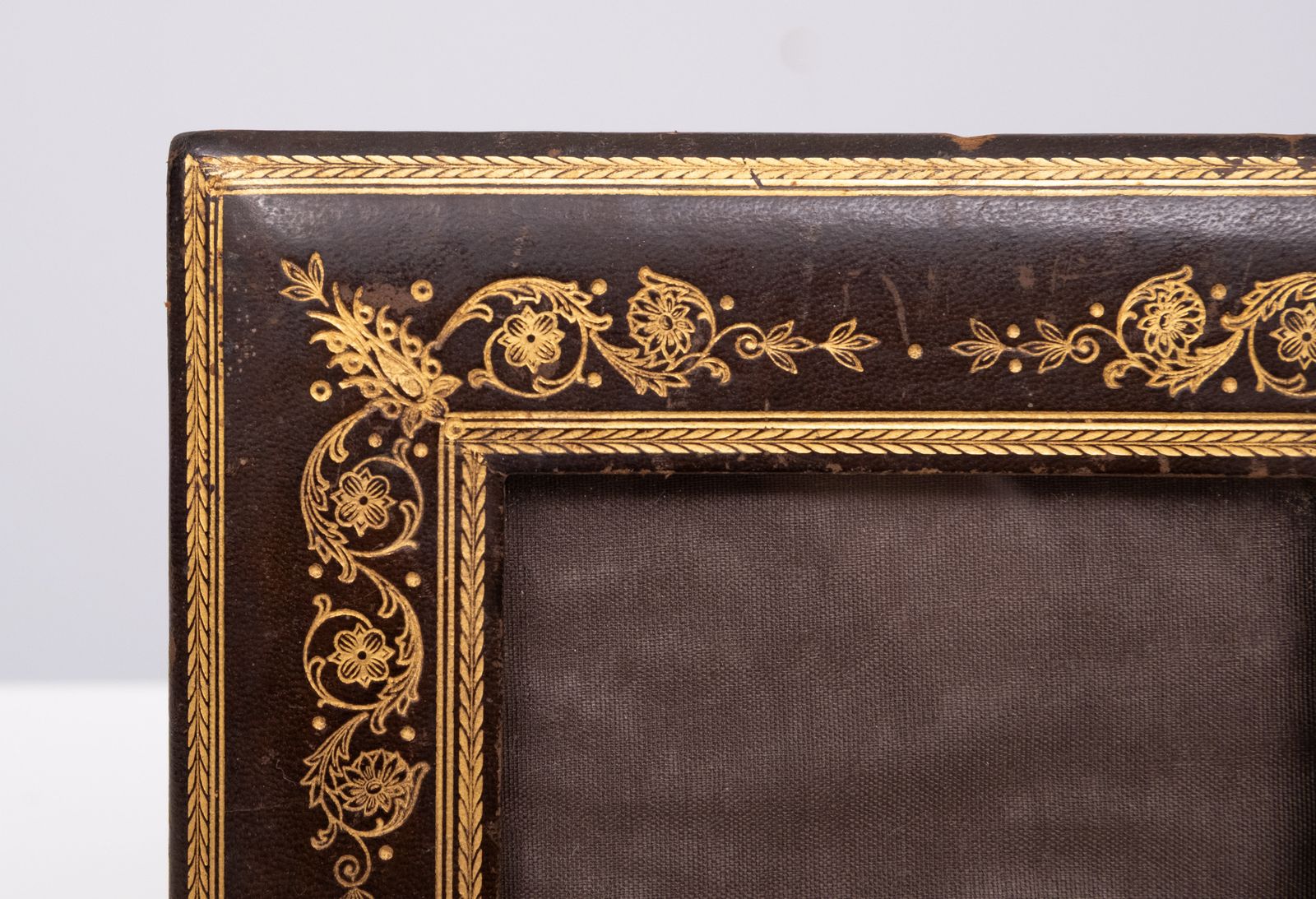 Gold Embossed Leather Picture Frame France 1920s photo for sale