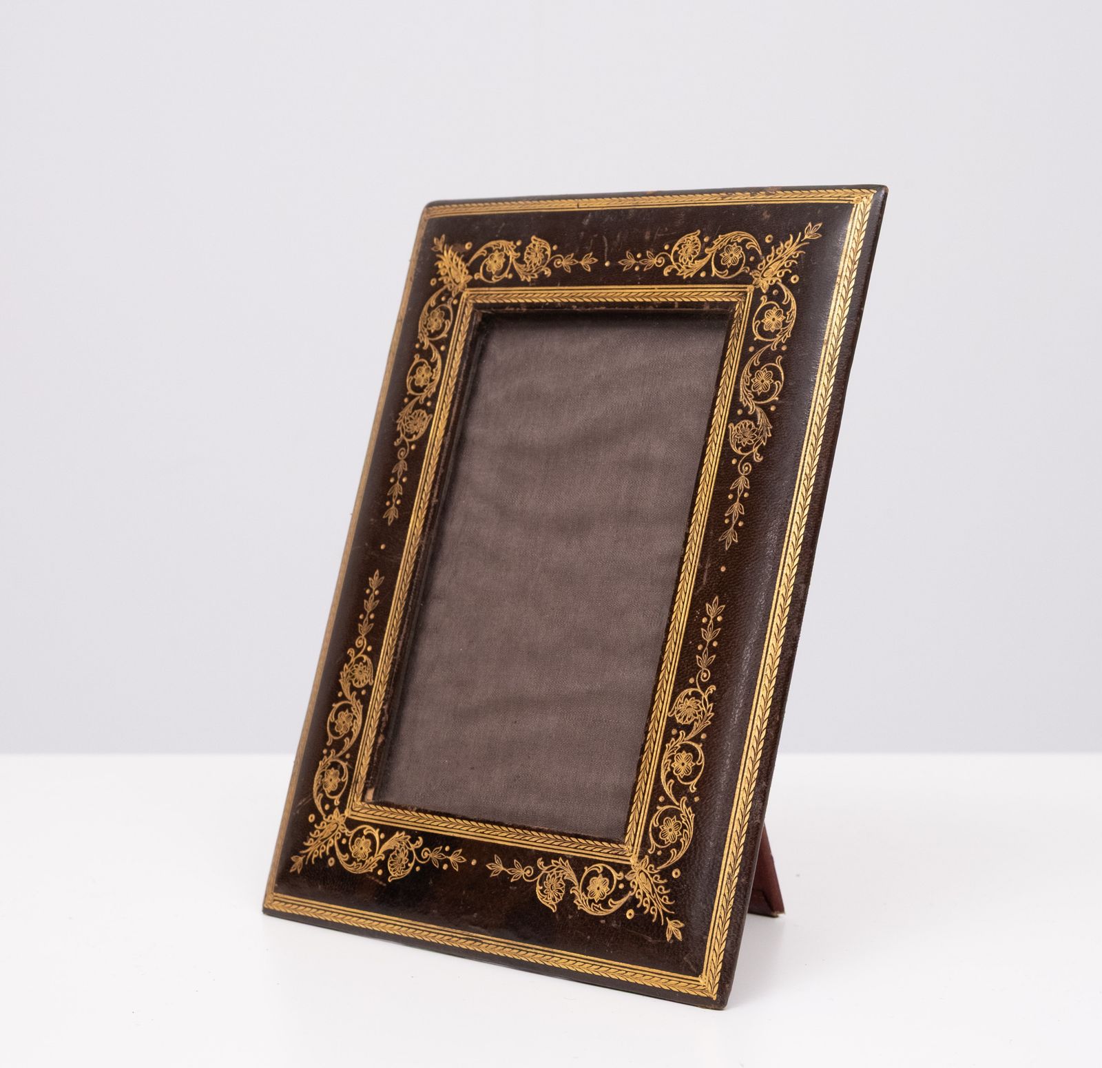 Gold Embossed Leather Picture Frame France 1920s photo Home Decor