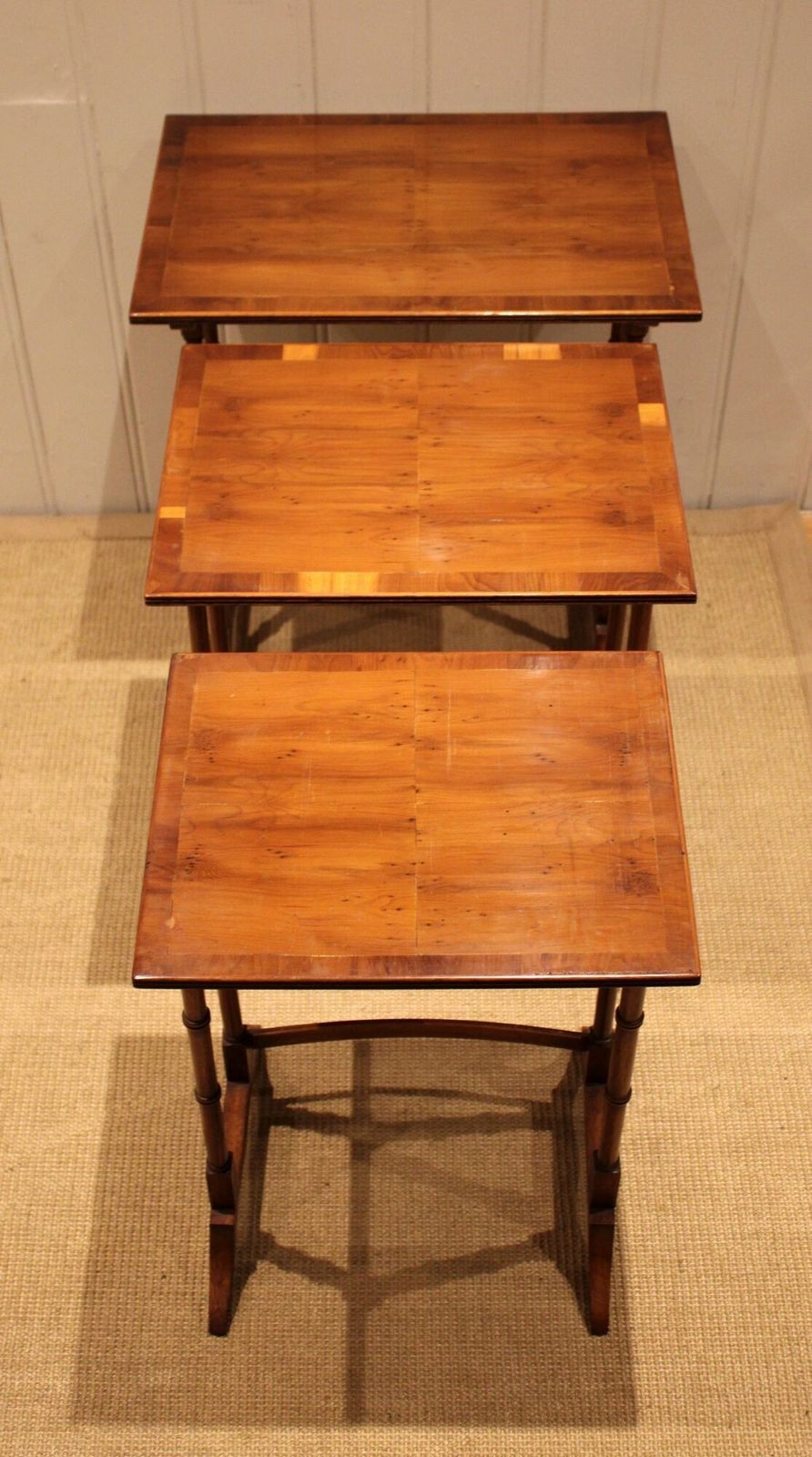Nest Of Three Yew Wood Tables, 1960s photo 225.0