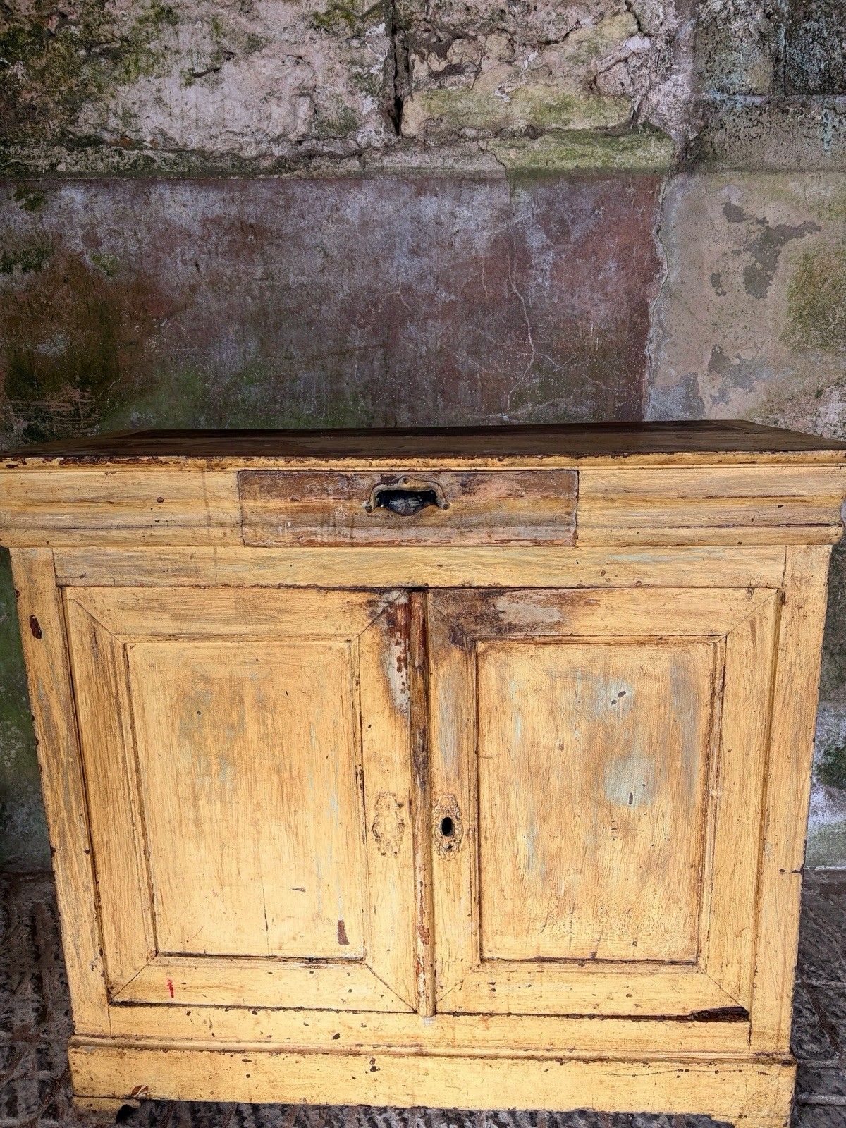 Antique French Provincial Yellow Farmhouse Pine Buffet Sideboard  19th Century. photo Furniture