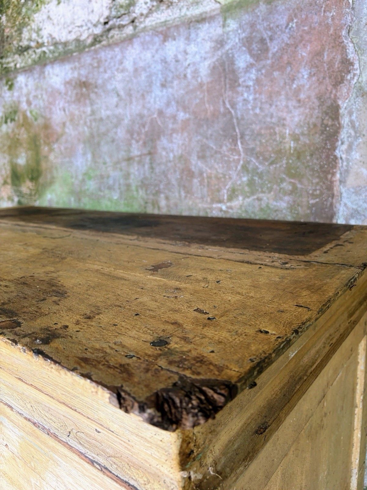 850.0 Antique French Provincial Yellow Farmhouse Pine Buffet Sideboard  19th Century. photo