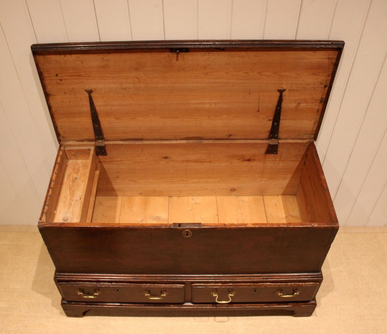 Early 19th Century Deal Wood Mule Chest photo vintage
