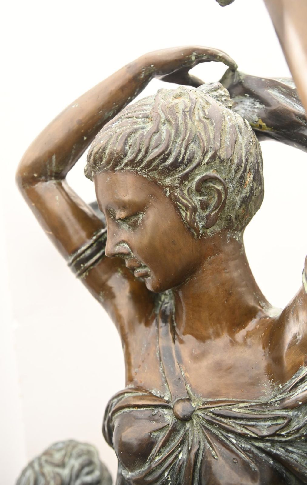 Large Bronze Figural Torchere Lamp After Carrier Allegory Of Dance 6ft 193 Cm photo vinterior