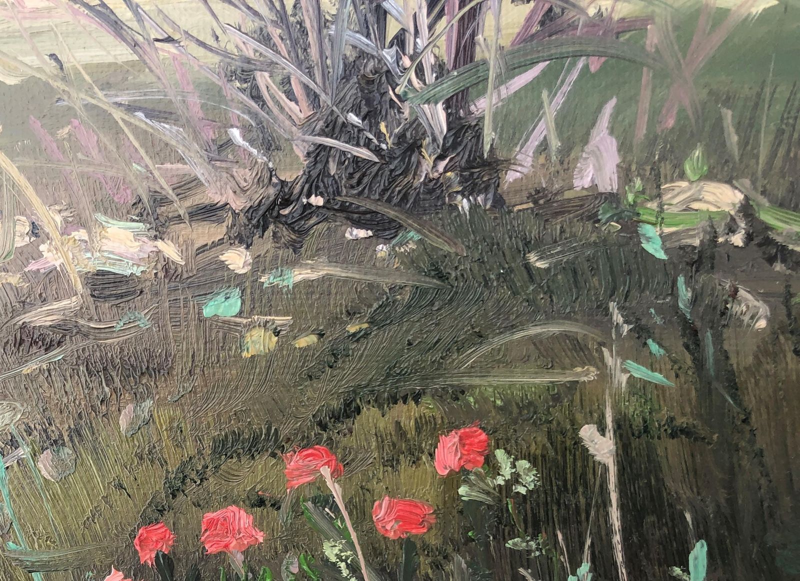 Alberto Biesok Small Mediterranean Countryside Landscape Painting With Wildflowers, Spanish Oil 2020 photo Art