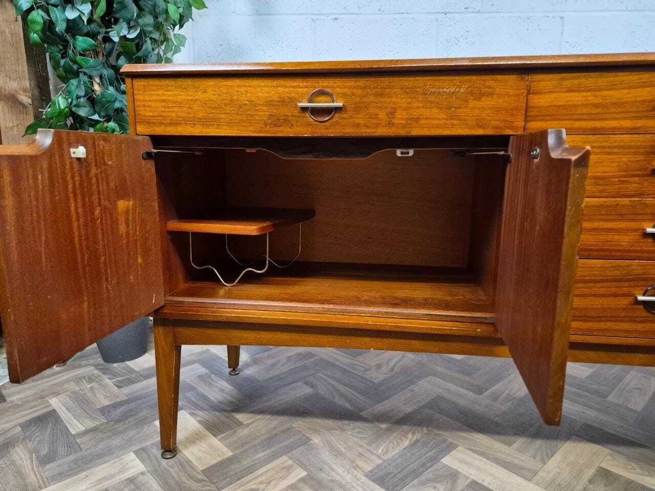 Furniture Vintage Mid Century Long Teak & Rosewood Sideboard Retro Mcm Scandi Danish photo