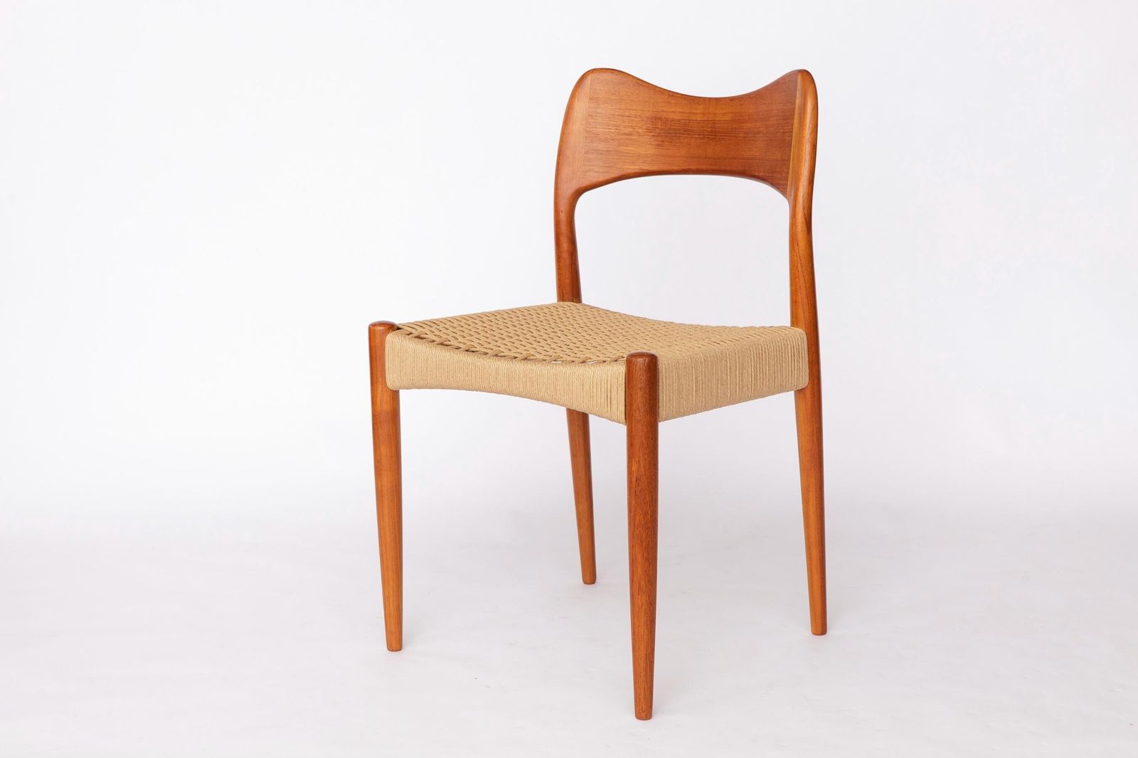 photo furniture Set Of 4 Danish Dining Chairs By Arne Hovmand Olsen For Mogens Kold, 1960s Mid Century Teak Chairs With Danish Cord Seats