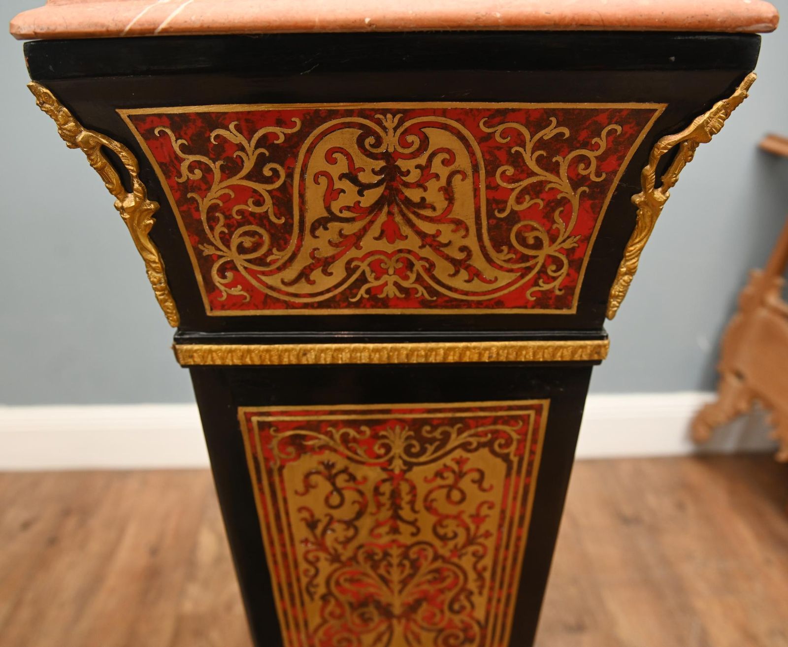 Boulle Pedestal Stand Column Support Louis XV Buhl Inlay photo for sale