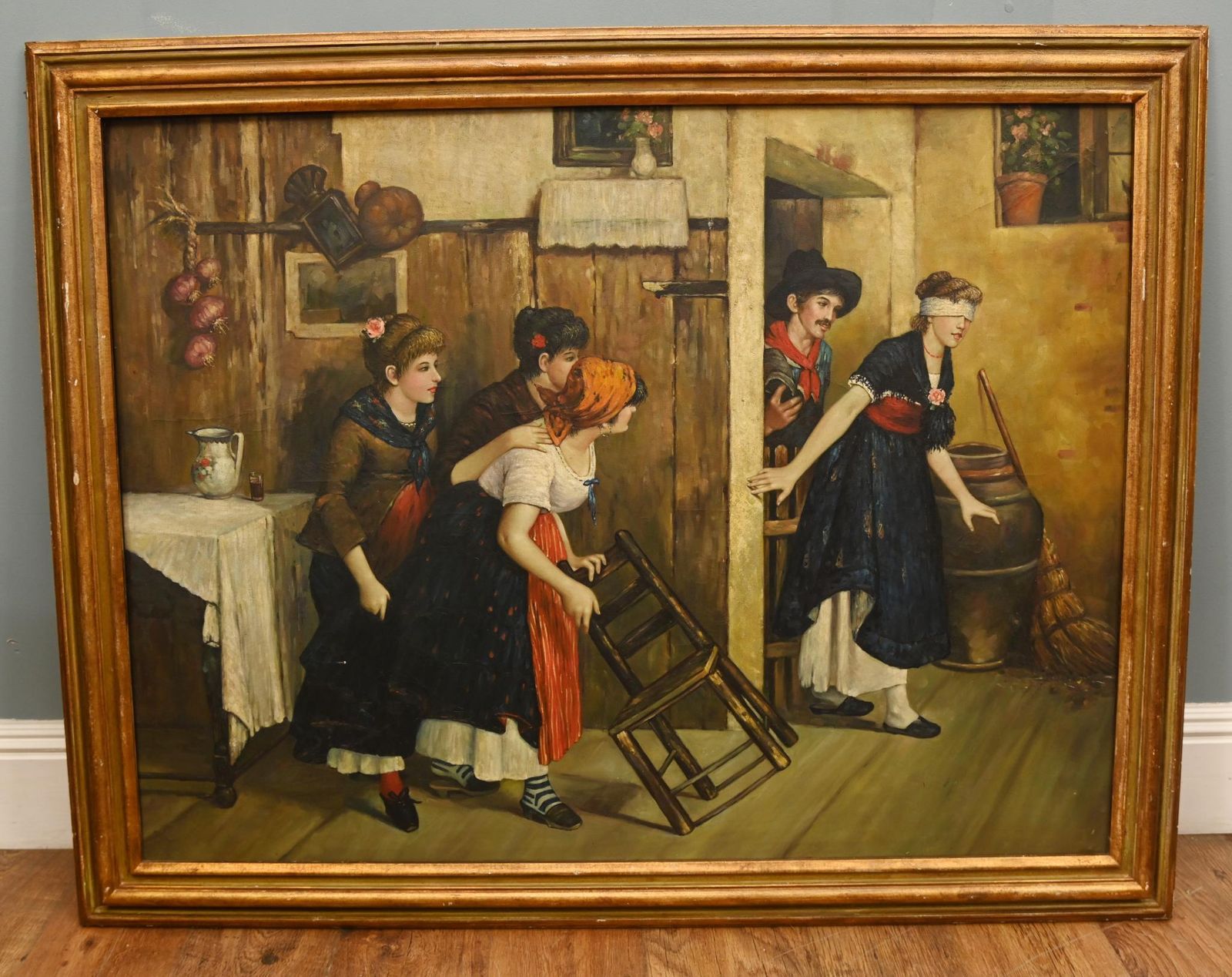 English Oil Painting Blind Mans Bluff After A Tucker photo furniture
