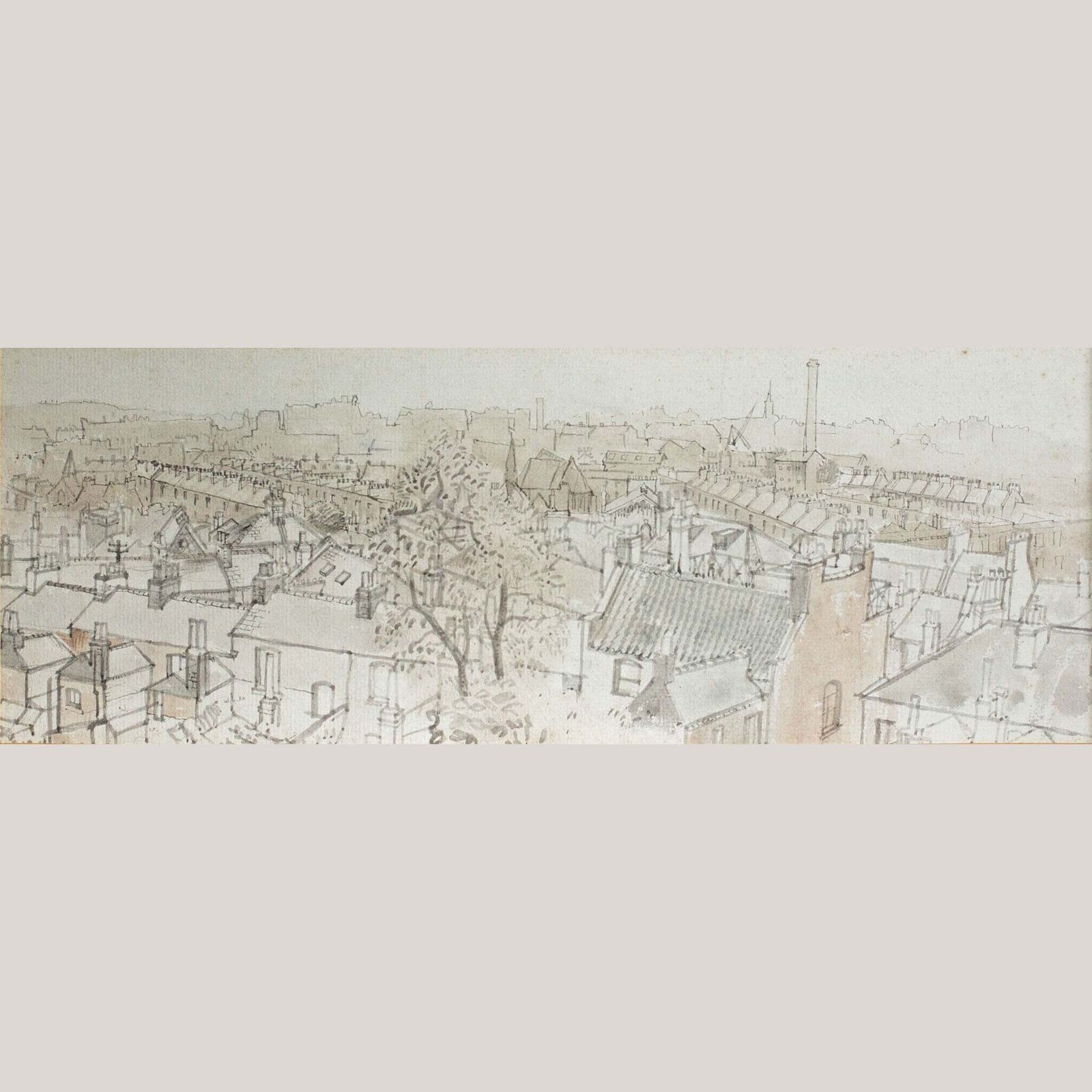 Uitzicht Vanaf Point Hill – J. Ward (Opschrift Op Achterzijde) — Potloodtekening photo furniture