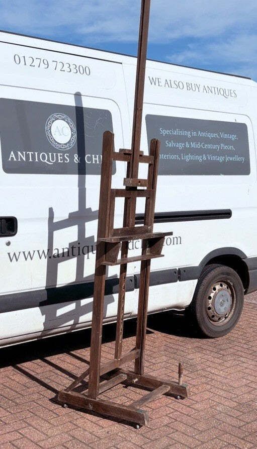 Large Antique Oak Artist's Easel, Previously Owned By World Famous John W Mills