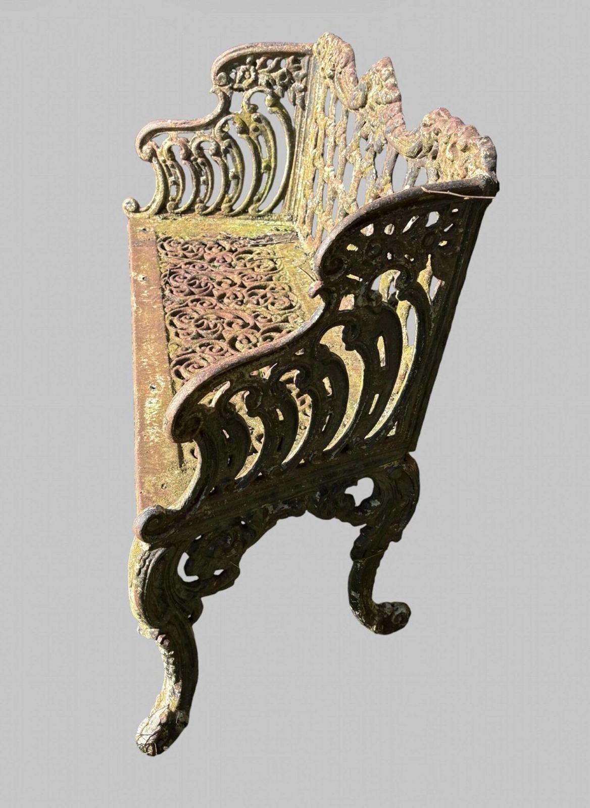 A Lovely Antique Cast Iron Garden Settee photo furniture