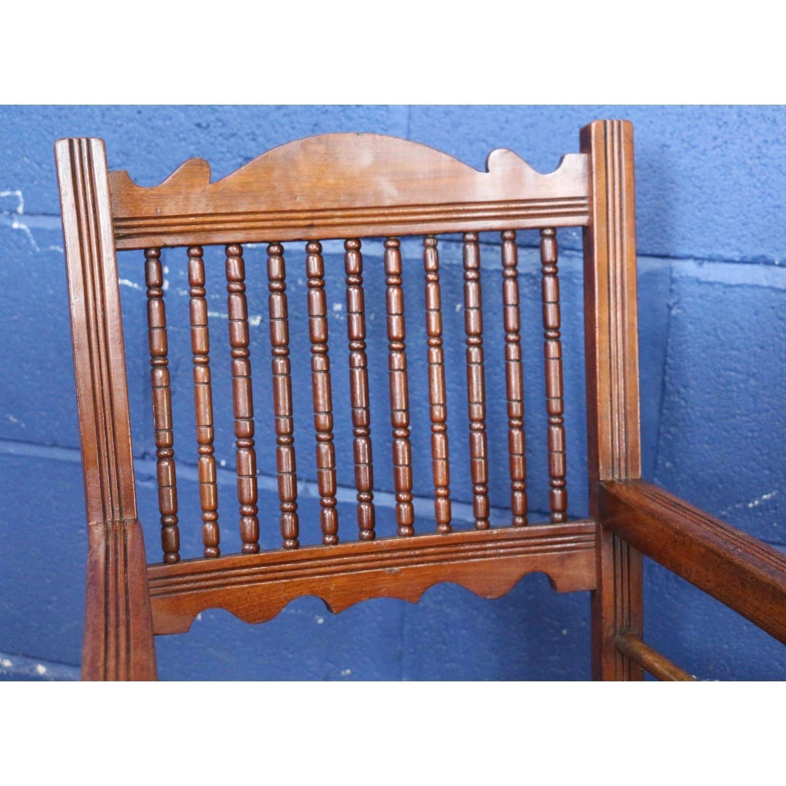 A Victorian Turned Mahogany And Rush Based Childs Low Open Armchair, Doll Or Teddy Display photo Furniture