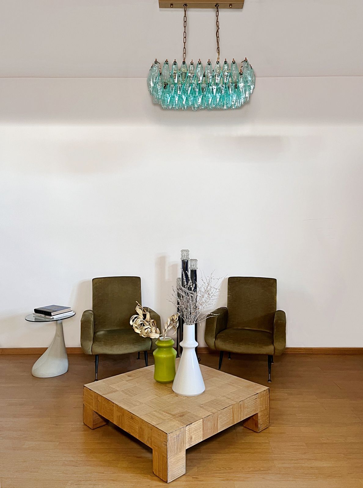 Elegant Murano Poliedri Chandelier   Carlo Scarpa   84 Turquoise Glasses photo furniture