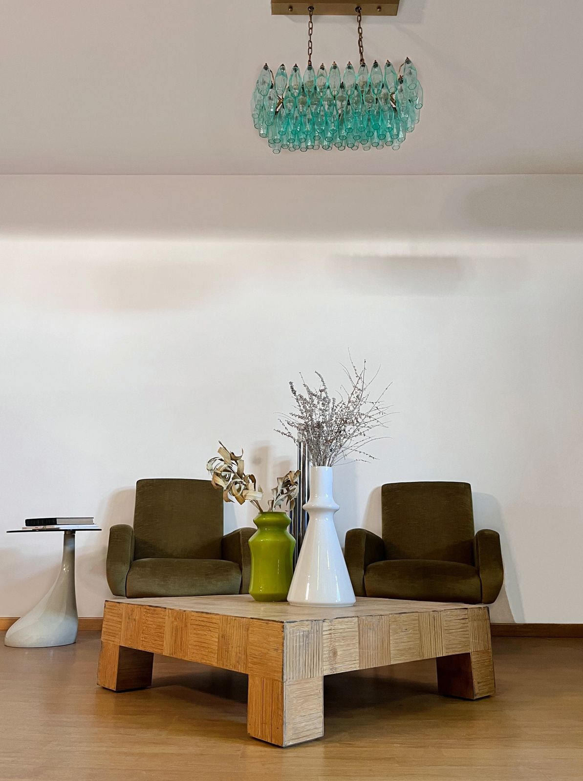 Elegant Murano Poliedri Chandelier   Carlo Scarpa   84 Turquoise Glasses photo Lighting