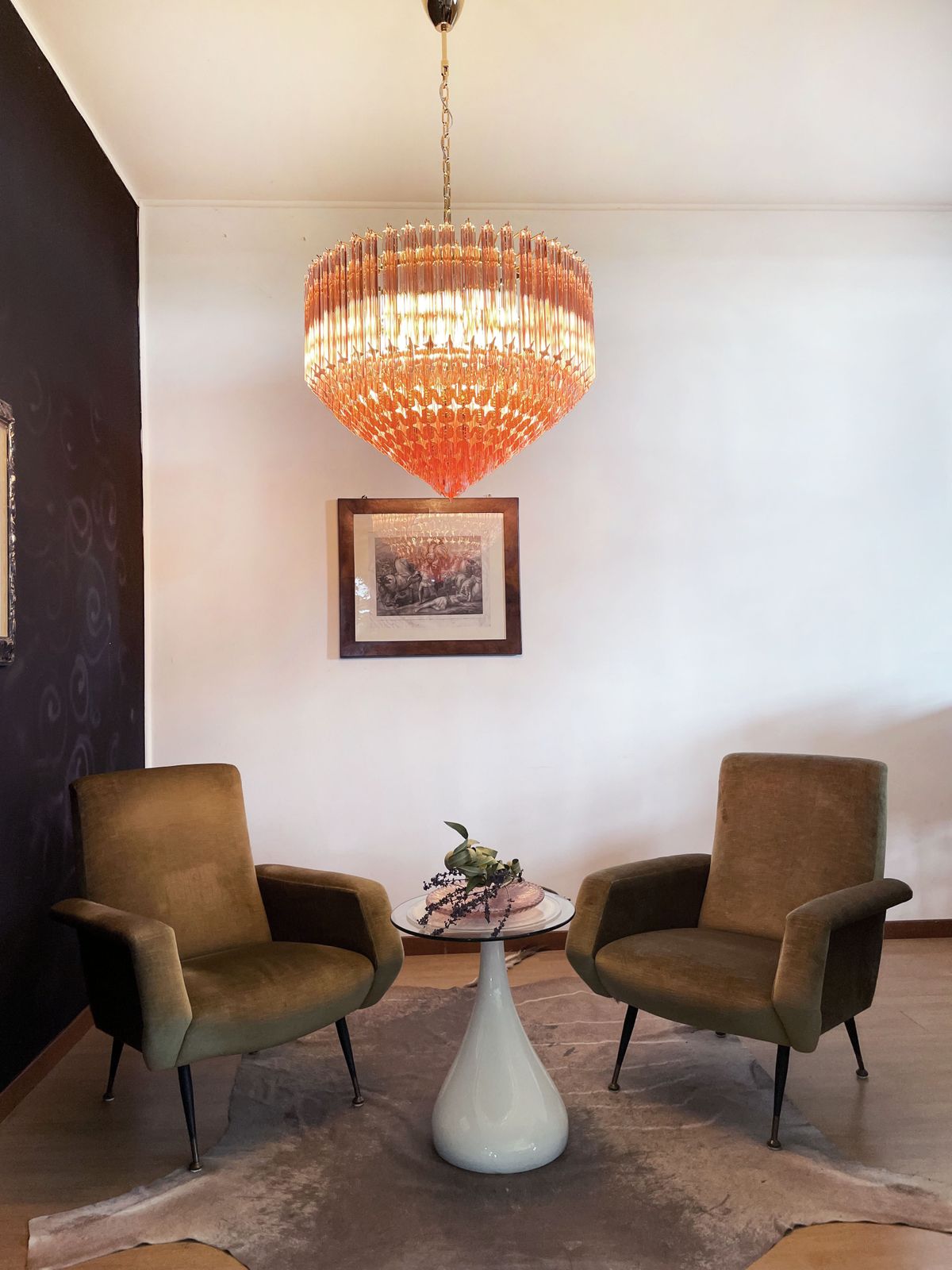 photo vinterior Modern Quadriedri Murano Glass Chandelier   265 Pink Prism   Gold Frame