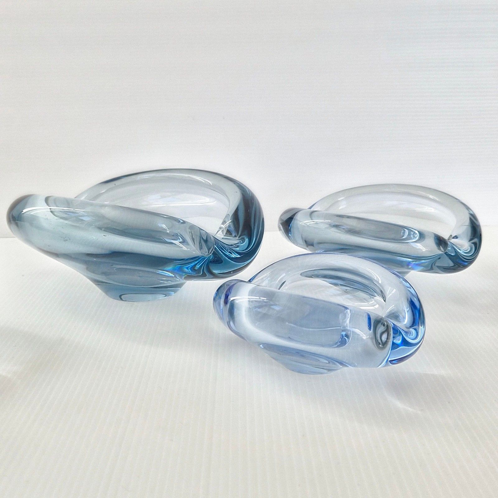 1101.0 Vintage 1950s Akva Series Glass Ashtray Set Of 7 Per Lukten Holmegaard photo