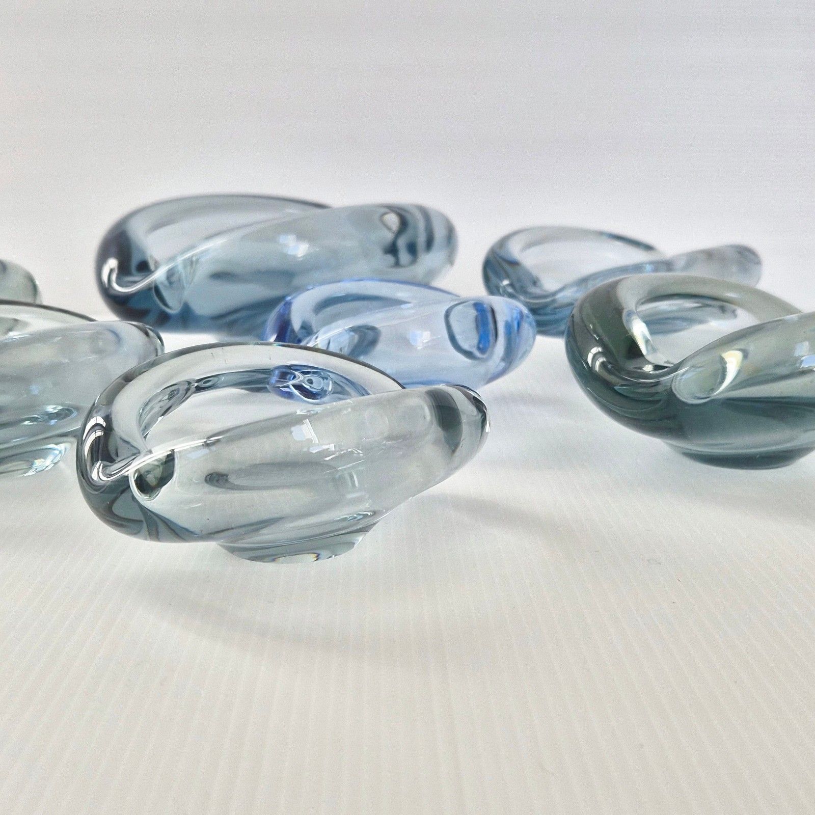 photo buy Vintage 1950s Akva Series Glass Ashtray Set Of 7 Per Lukten Holmegaard