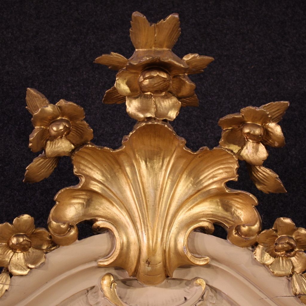 3700.0 Great Lacquered And Gilded Louis XV Style Mirror From The 20th Century photo