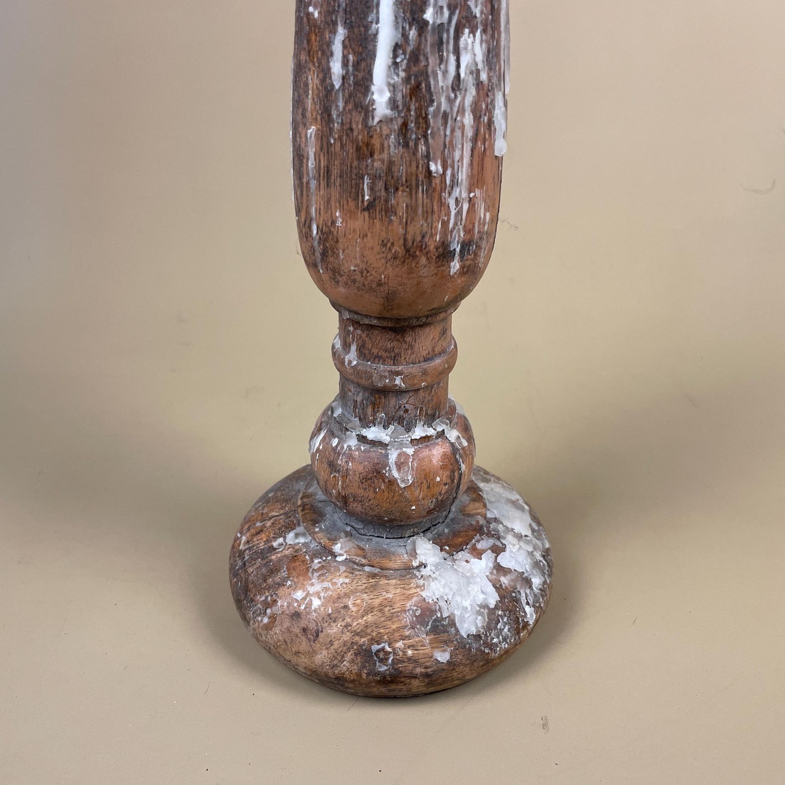 Large Vintage Wooden Candlestick Holder Indian Hand Carved Candle Stick Old Wax Table Display Piece Prop. photo furniture