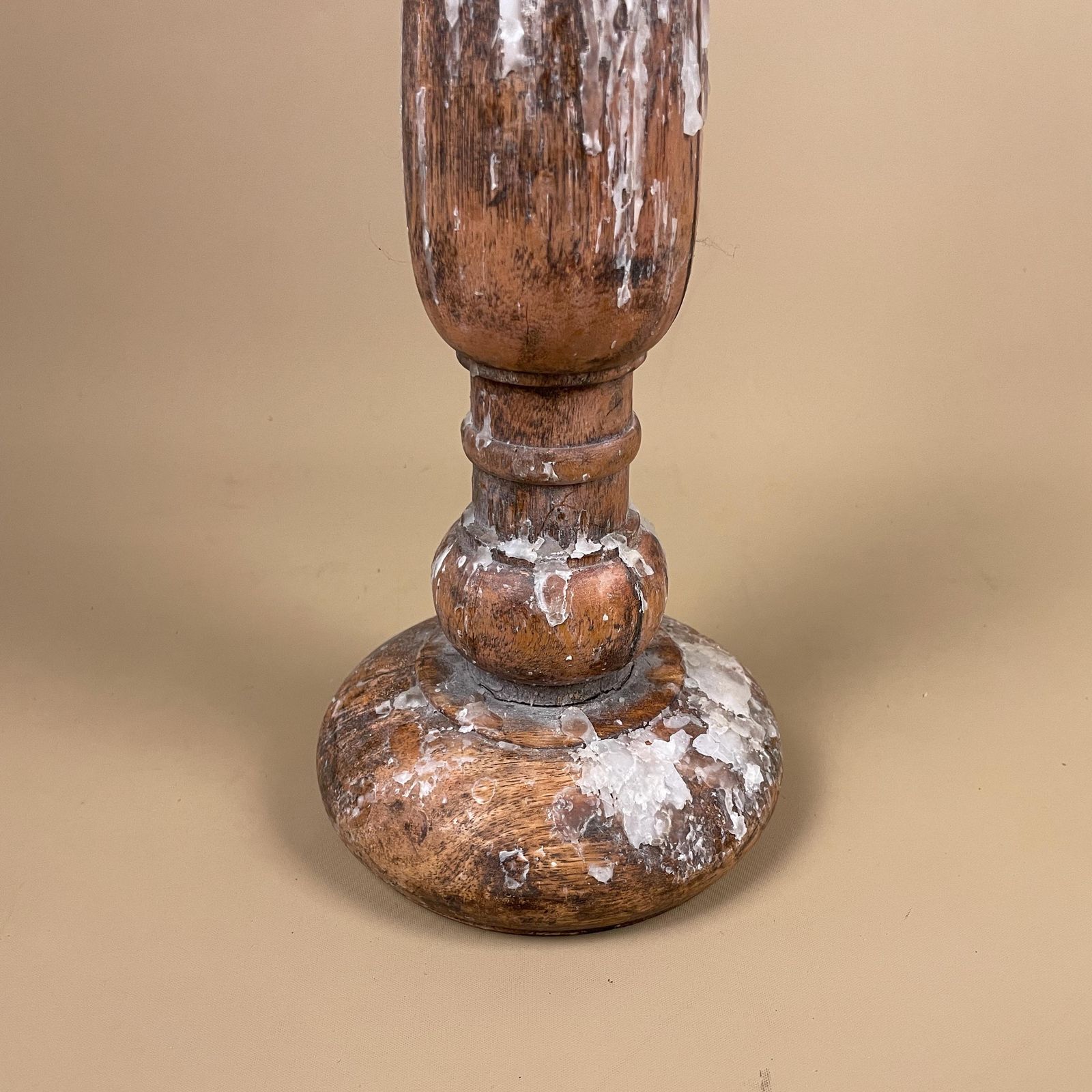 photo buy Large Vintage Wooden Candlestick Holder Indian Hand Carved Candle Stick Old Wax Table Display Piece Prop.