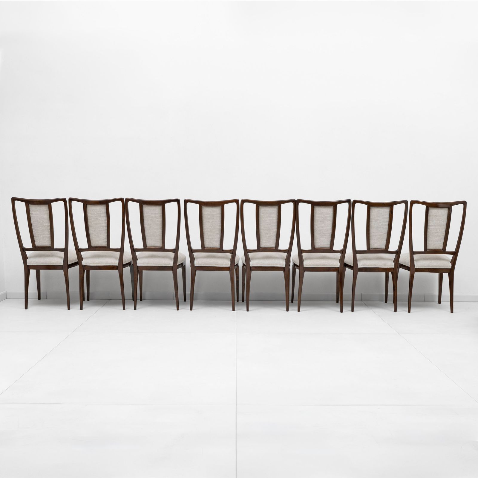 Set Of 8 Osvaldo Borsani Mid Century Modern Italian Bouclè Dining Chairs, 50s photo for sale