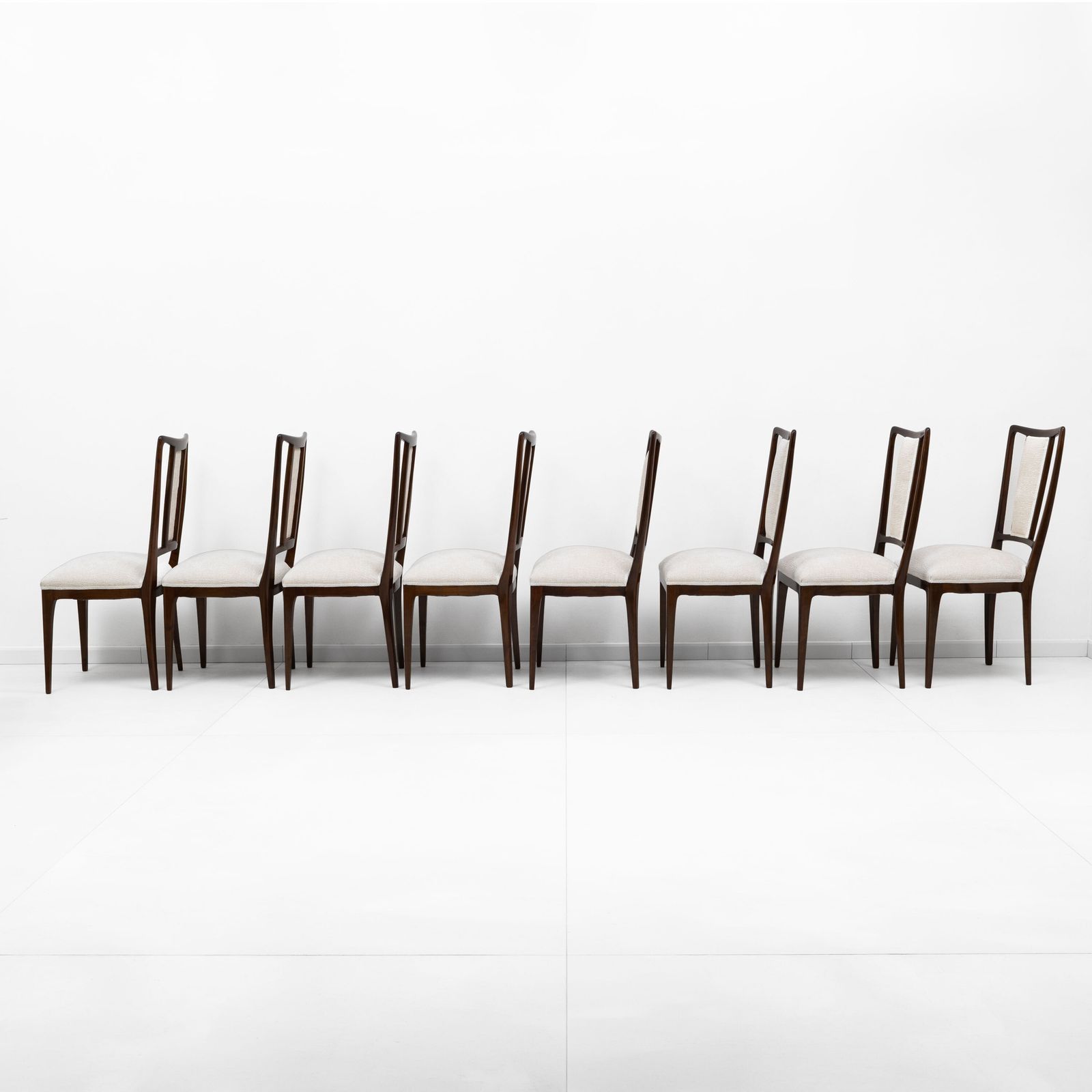 photo furniture Set Of 8 Osvaldo Borsani Mid Century Modern Italian Bouclè Dining Chairs, 50s