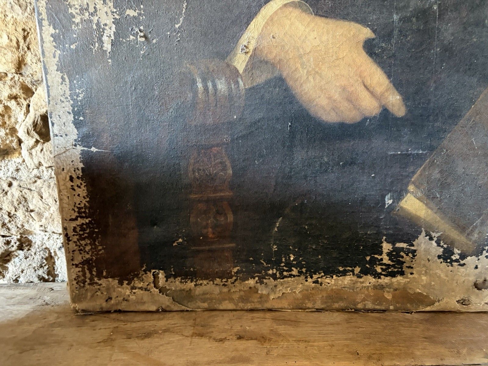 Large Antique French Portrait Of A Gentleman . Oil On Canvas . photo vintage