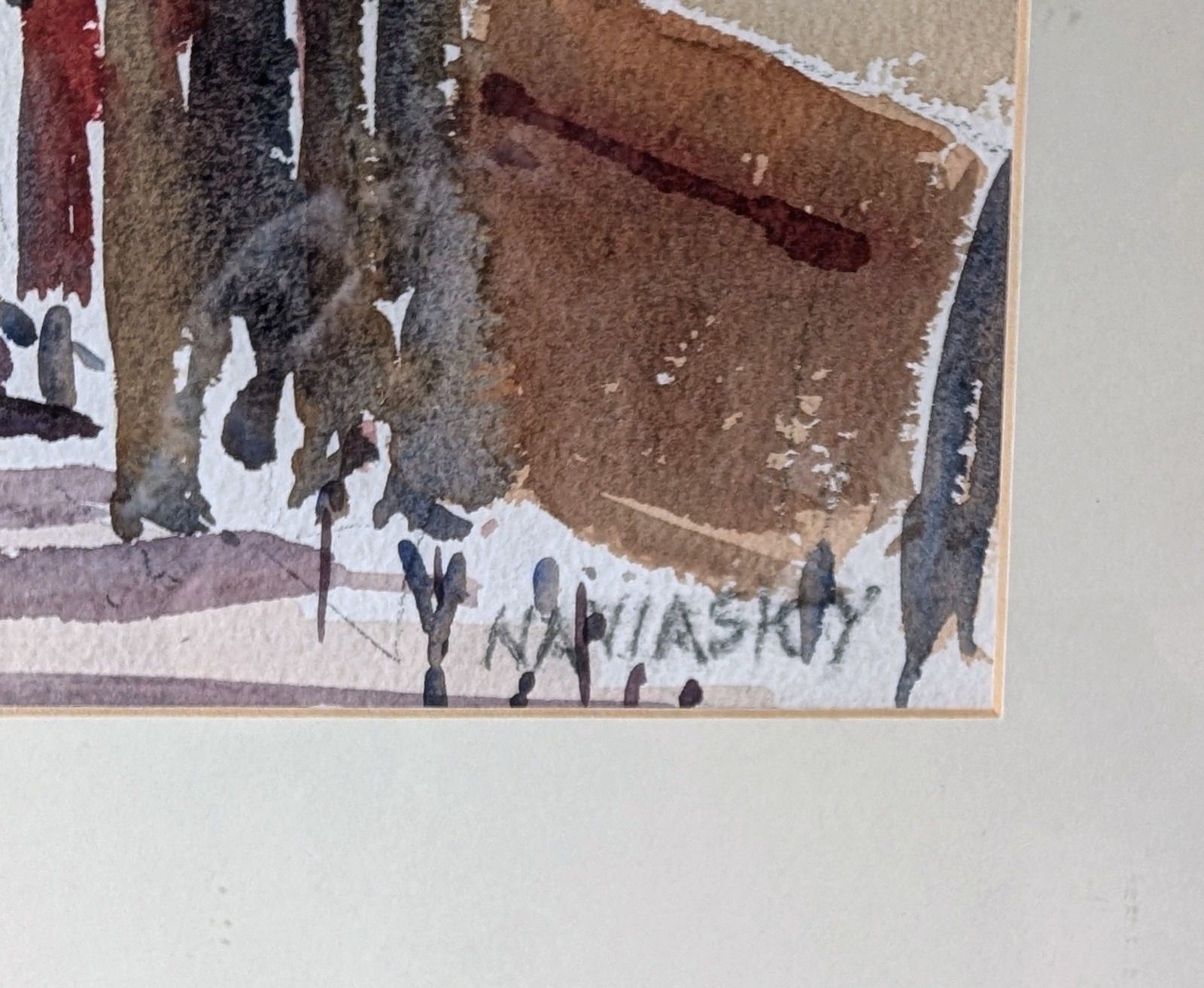 Philip Naviasky Watercolour Painting Moroccan Spanish Village Scene Mid Century photo Art