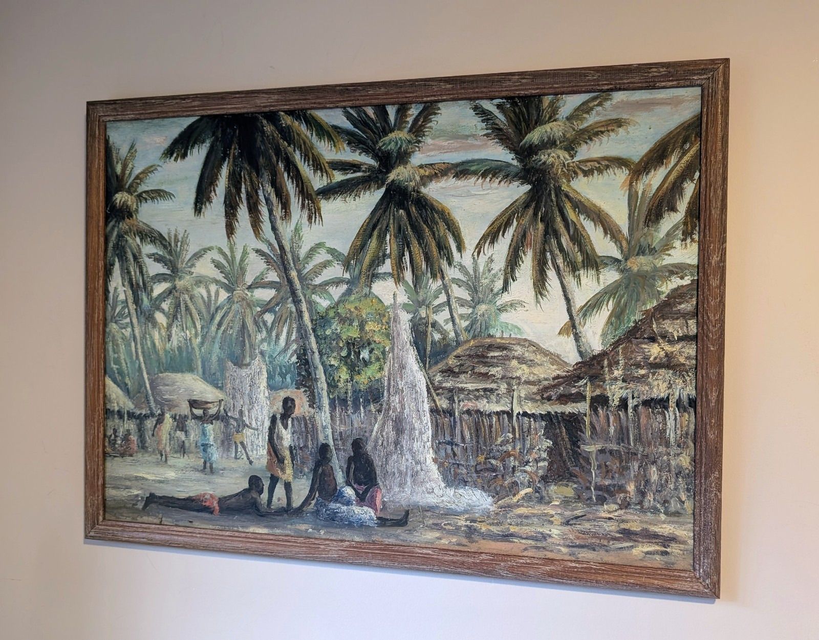 Otto Klar Oil Painting South Africa African Village Interest Mid Century photo Art