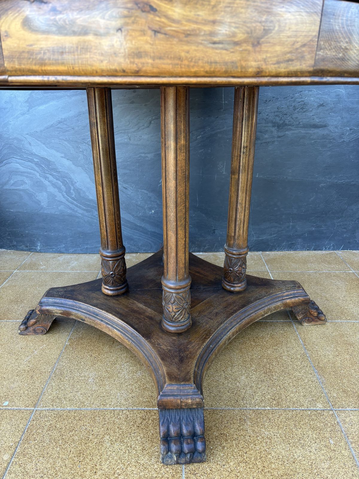 Spanishneoclassical Revival Round Hardwood Table, Early 20th Century photo 3500.0