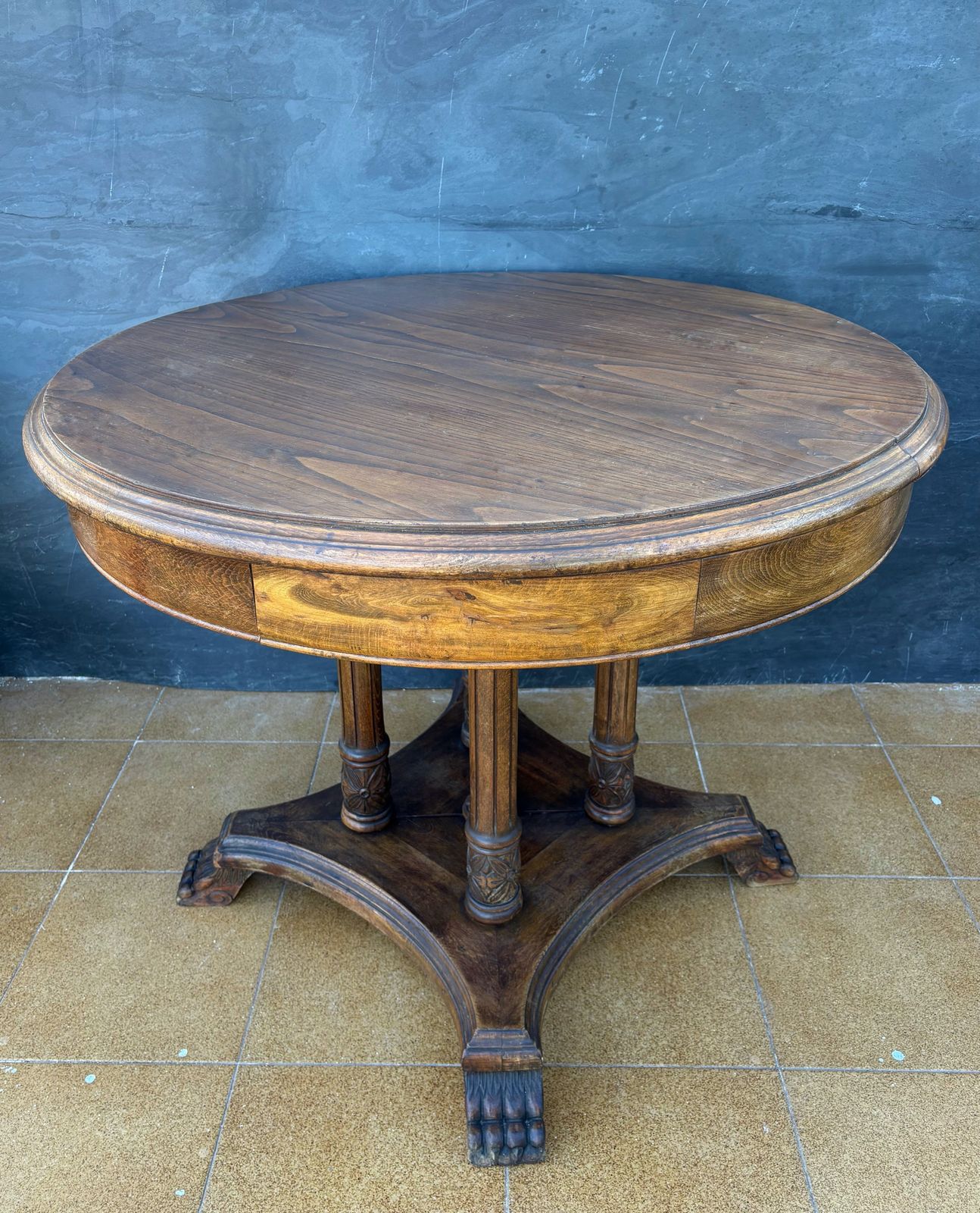 Spanishneoclassical Revival Round Hardwood Table, Early 20th Century photo furniture
