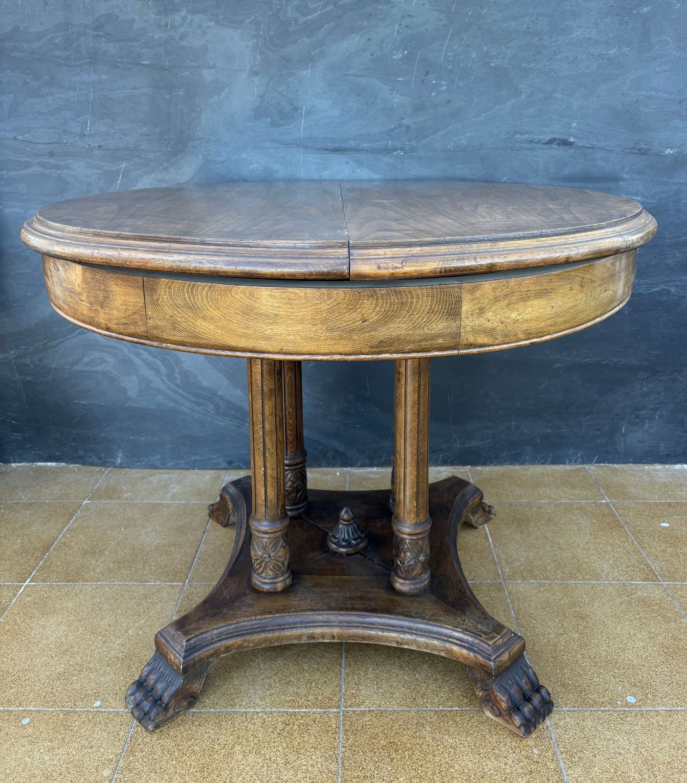 Spanishneoclassical Revival Round Hardwood Table, Early 20th Century photo Furniture